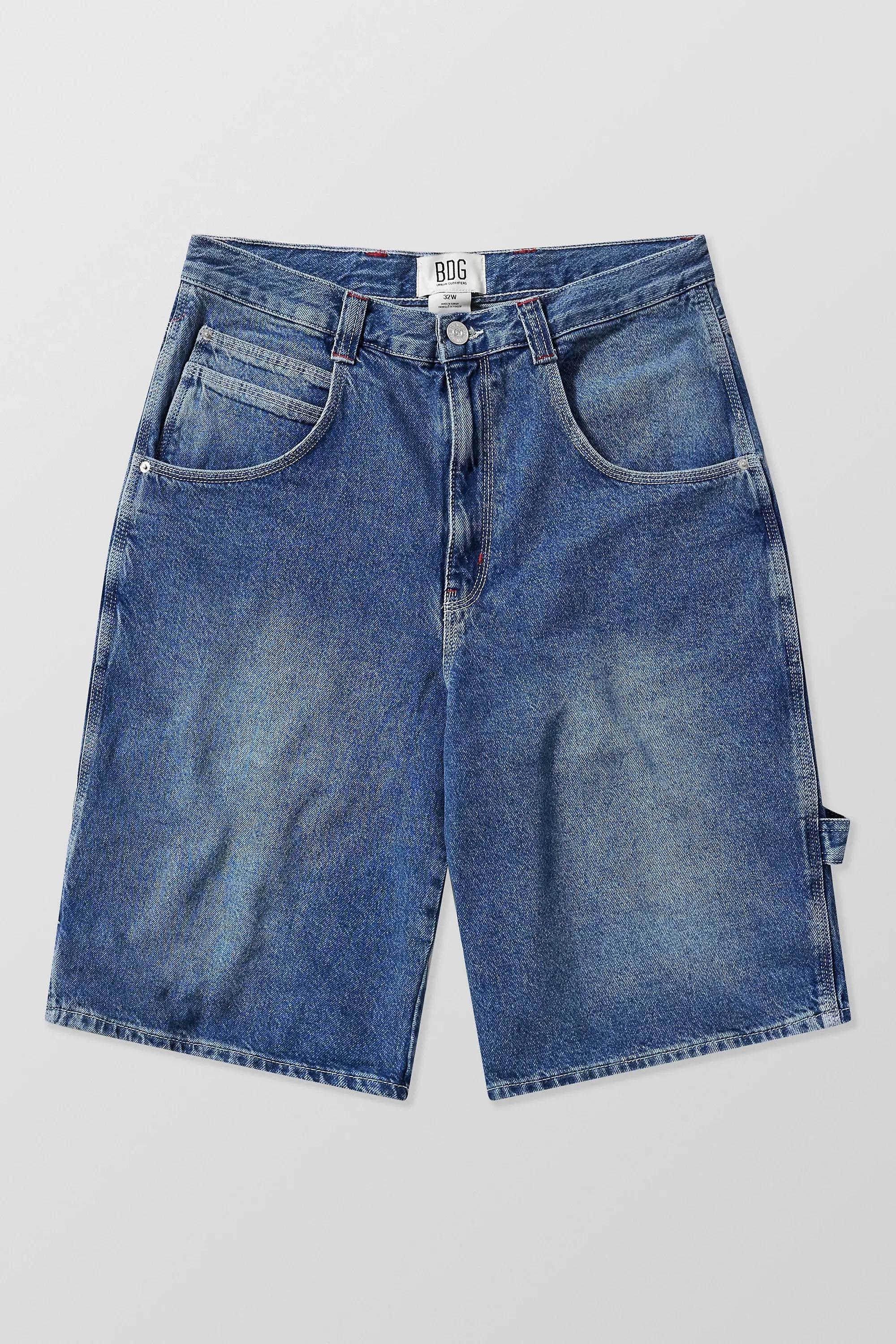 Blue Bdg Washed Oversized Carpenter Shorts, , large image number 4