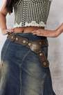 Urban Outfitters - Brown Faux Leather Oval Link Concho Belt