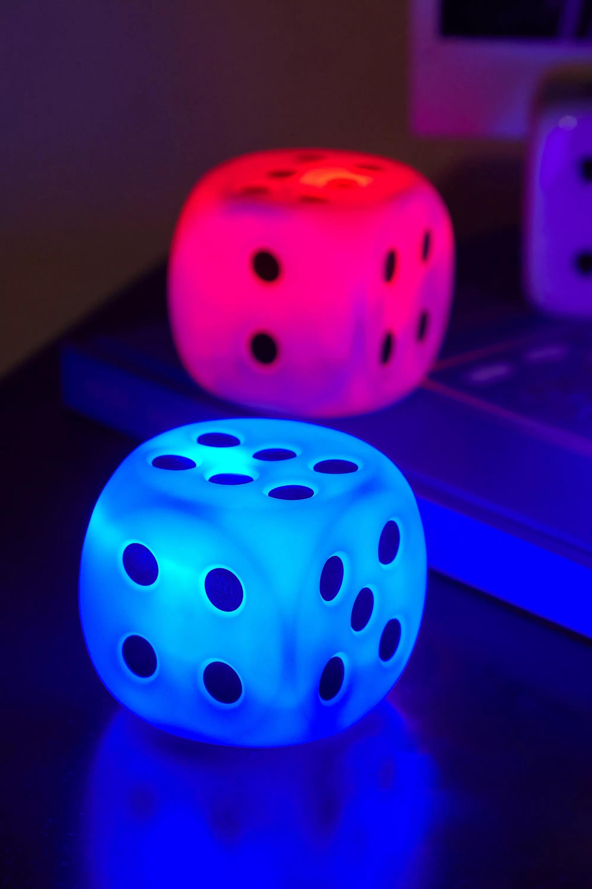 Multicolour Mini Led Dice, Set Of 3, ASSORT, large image number 1