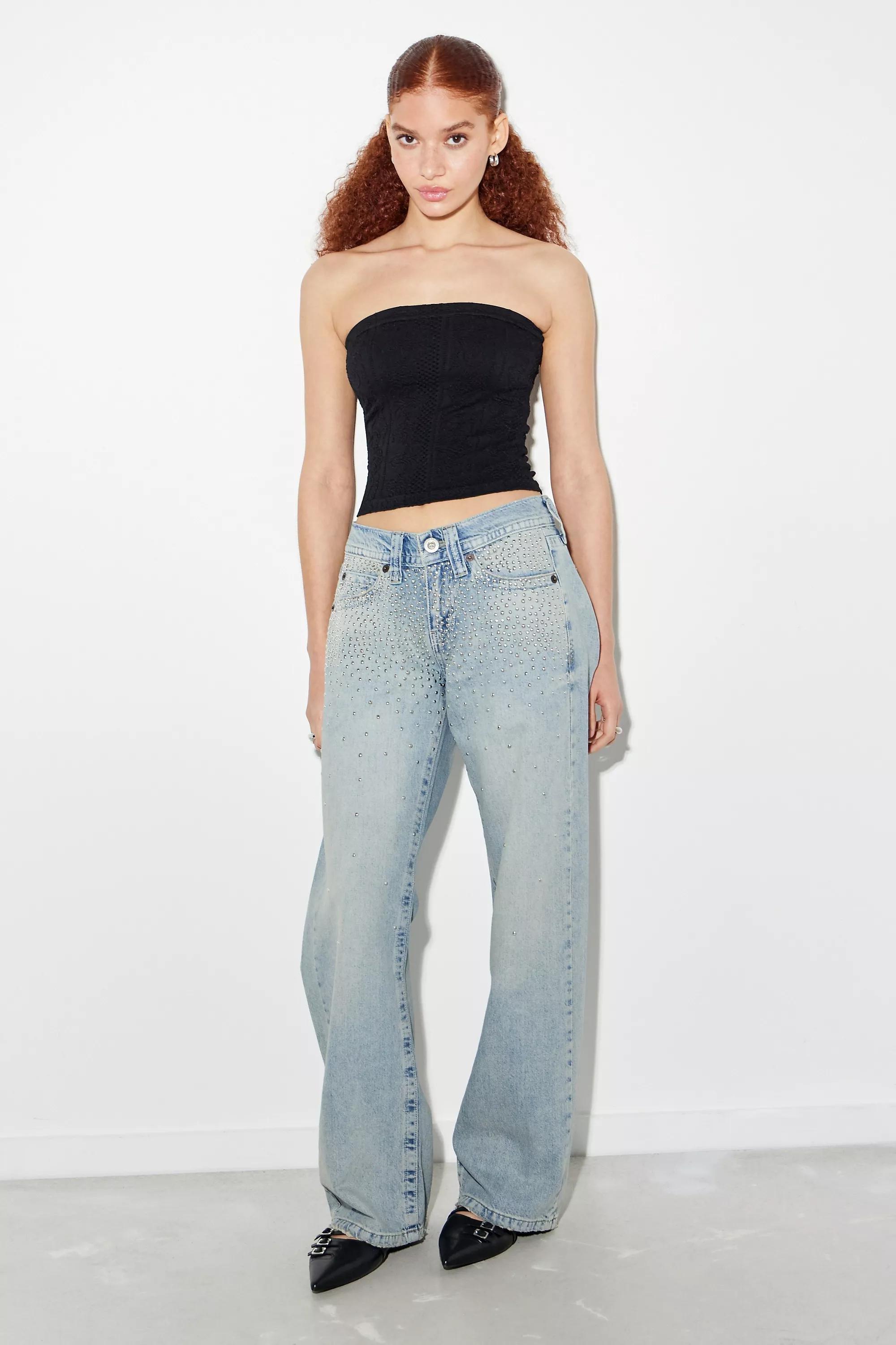 Black Out From Under Tapestry Texture Bandeau Crop Top, , large image number 1