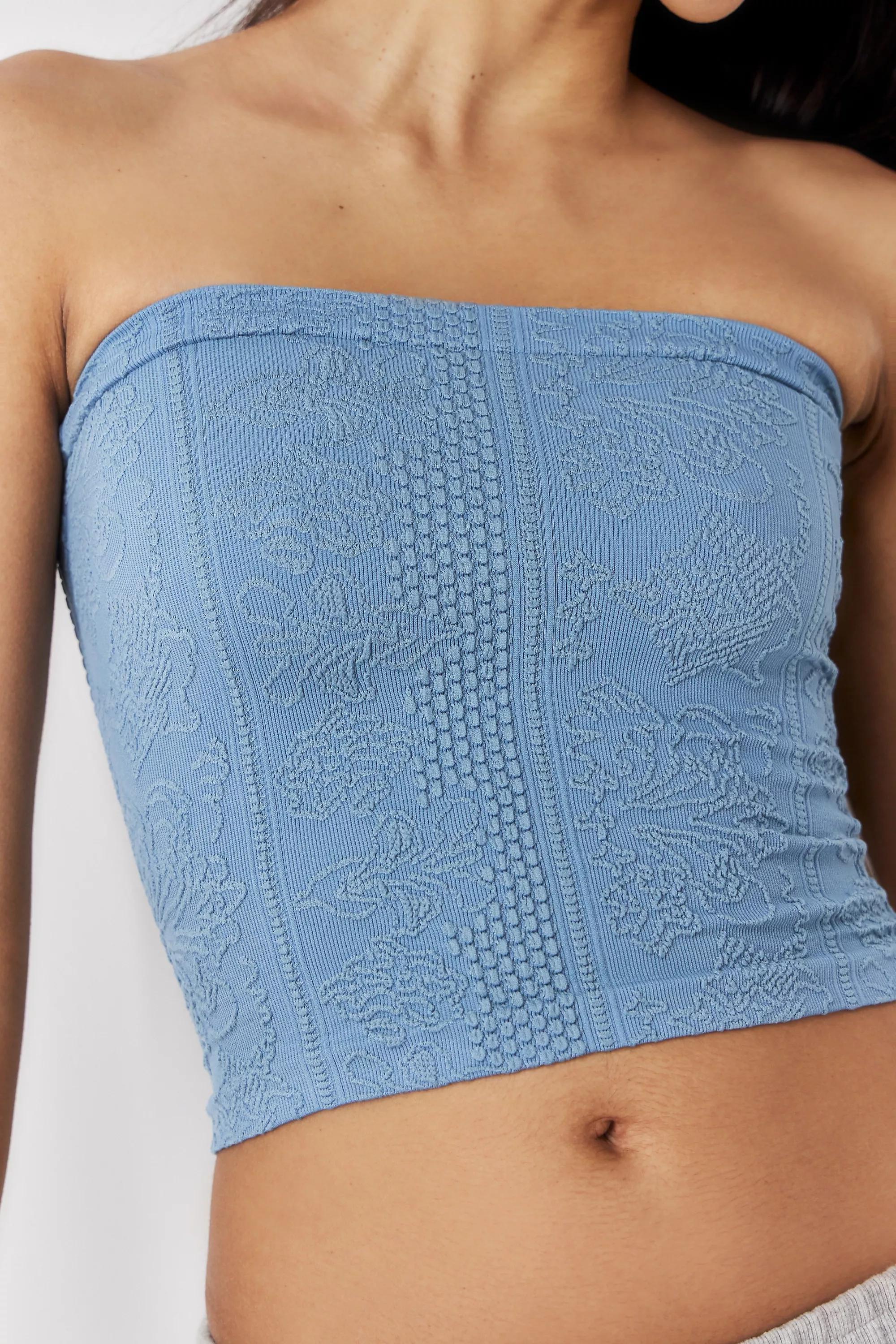 Blue Out From Under Textured Crop Top, , large image number 0