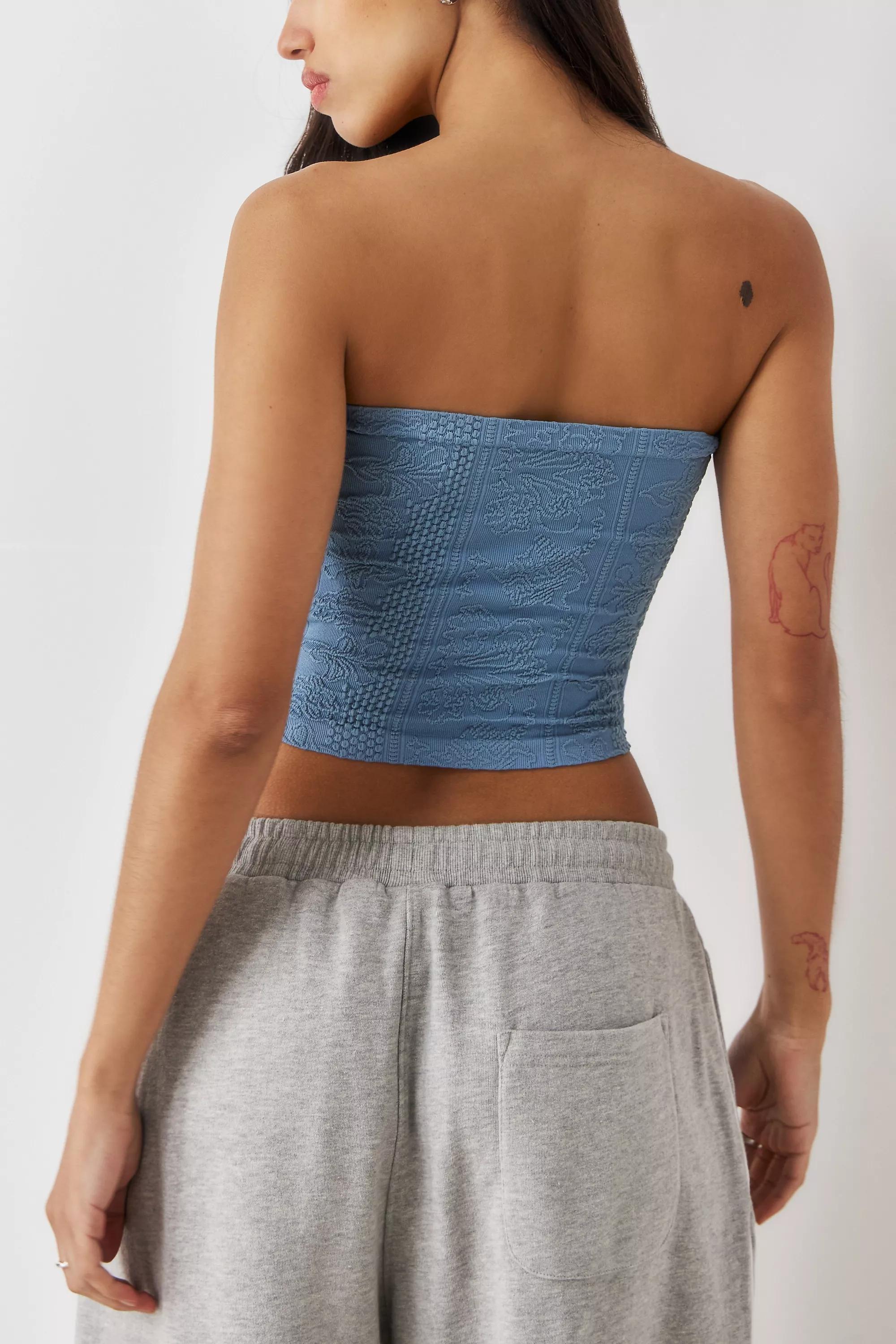 Blue Out From Under Textured Crop Top, , large image number 1