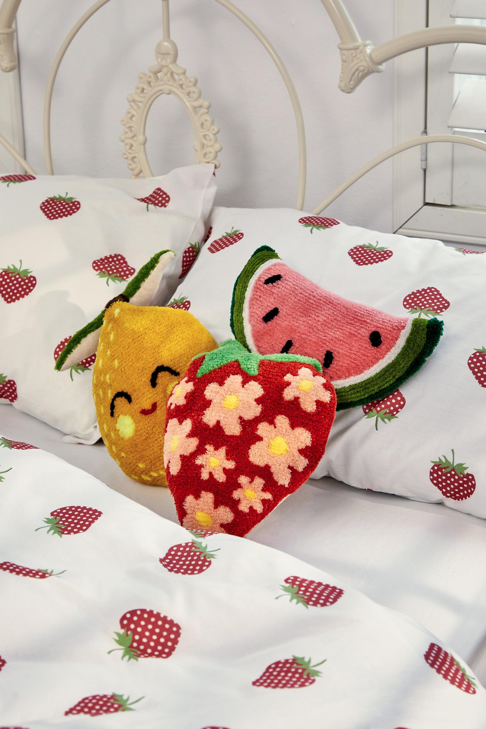 Red Mini Strawberry Tufted Cushion, RED, large image number 1
