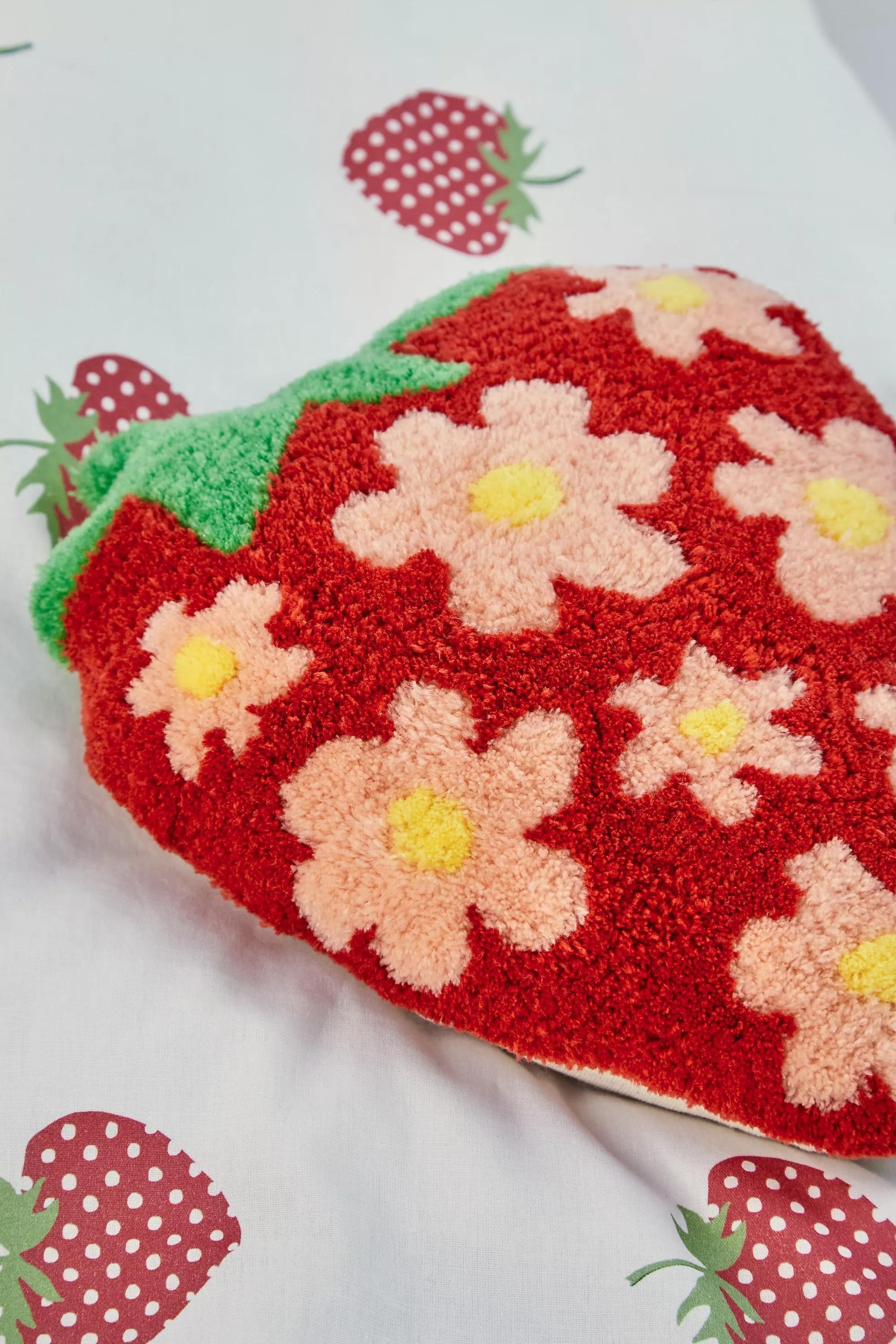 Red Mini Strawberry Tufted Cushion, RED, large image number 2
