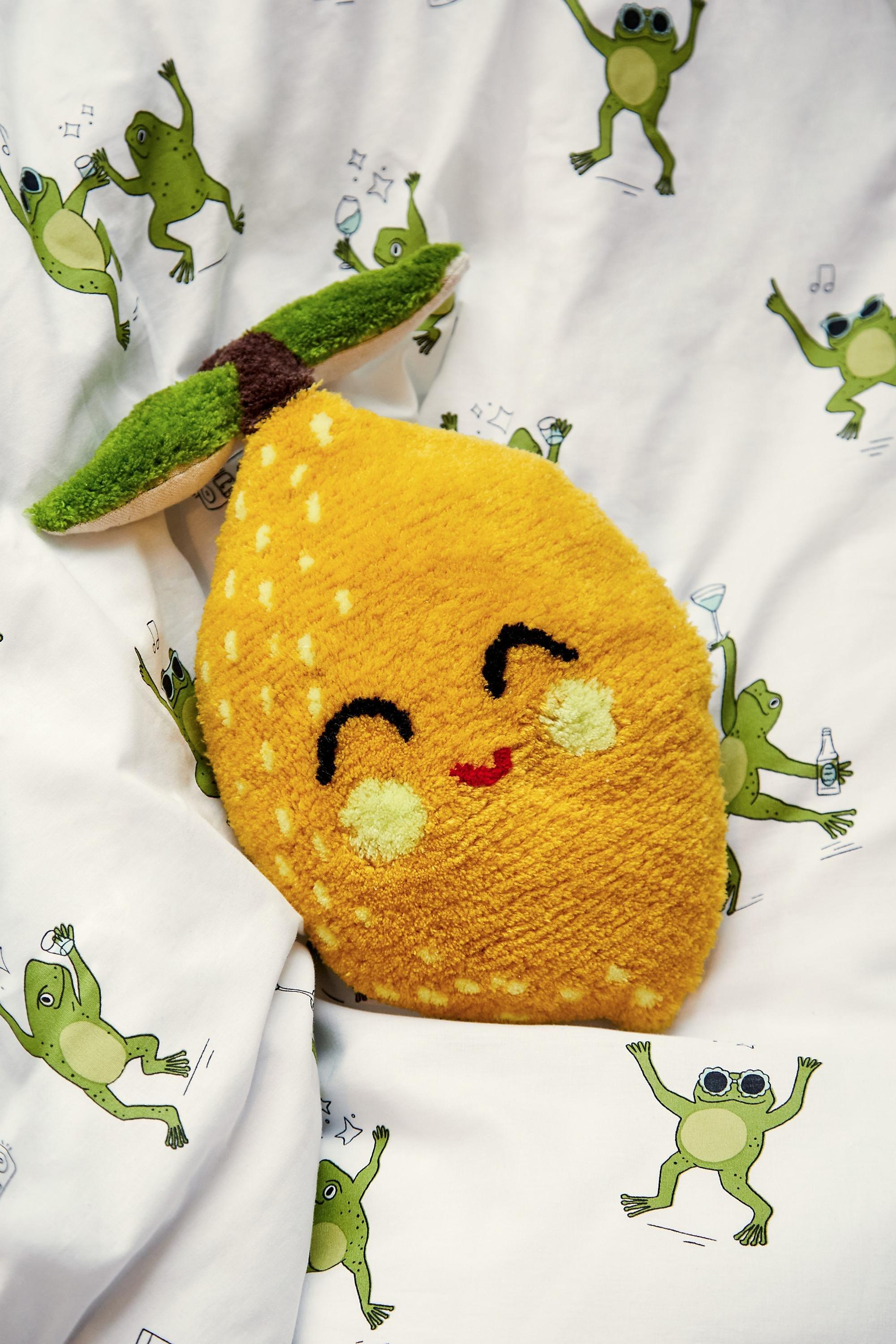 Yellow Mini Lemon Tufted Cushion, YEL, large image number 0