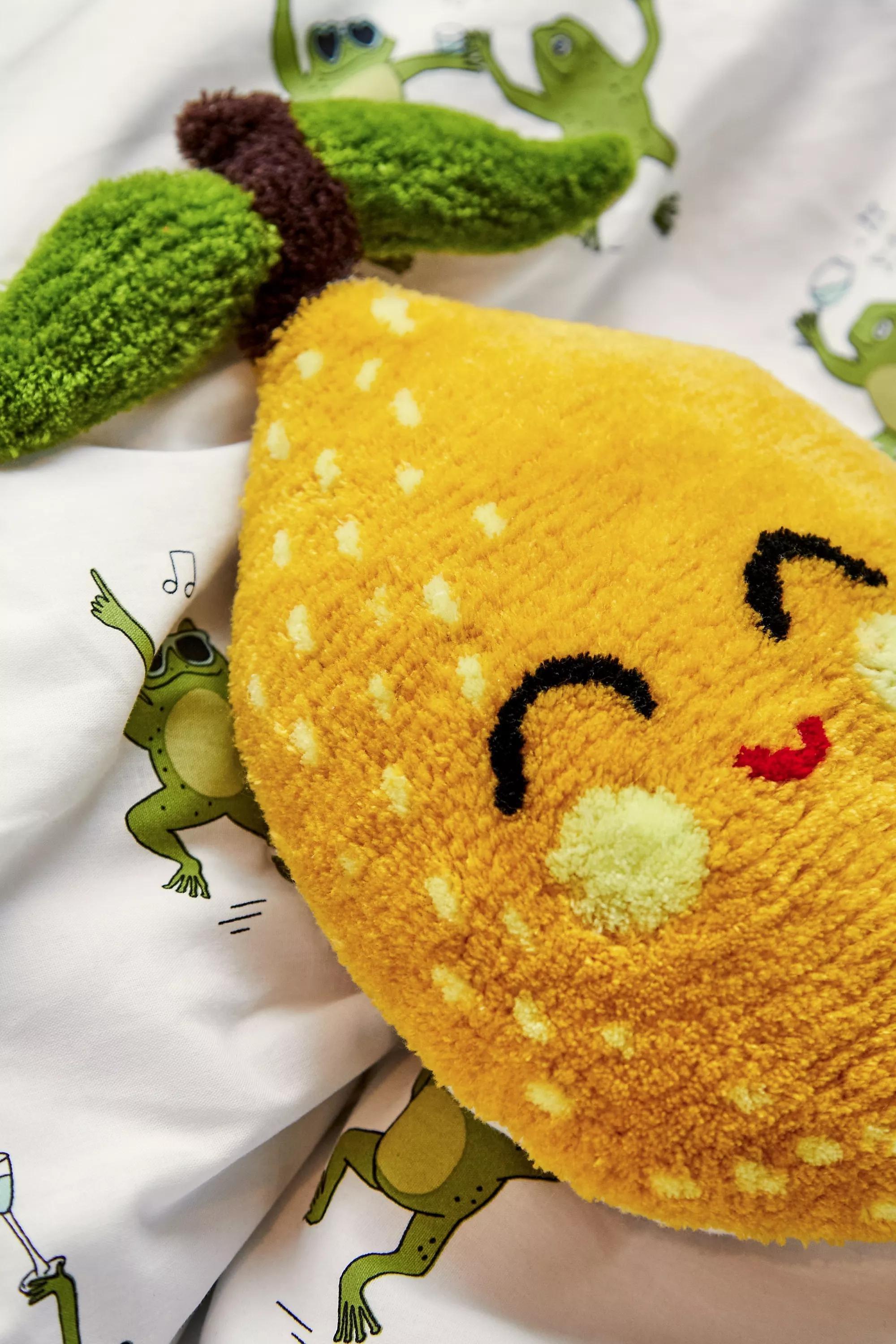 Yellow Mini Lemon Tufted Cushion, YEL, large image number 1