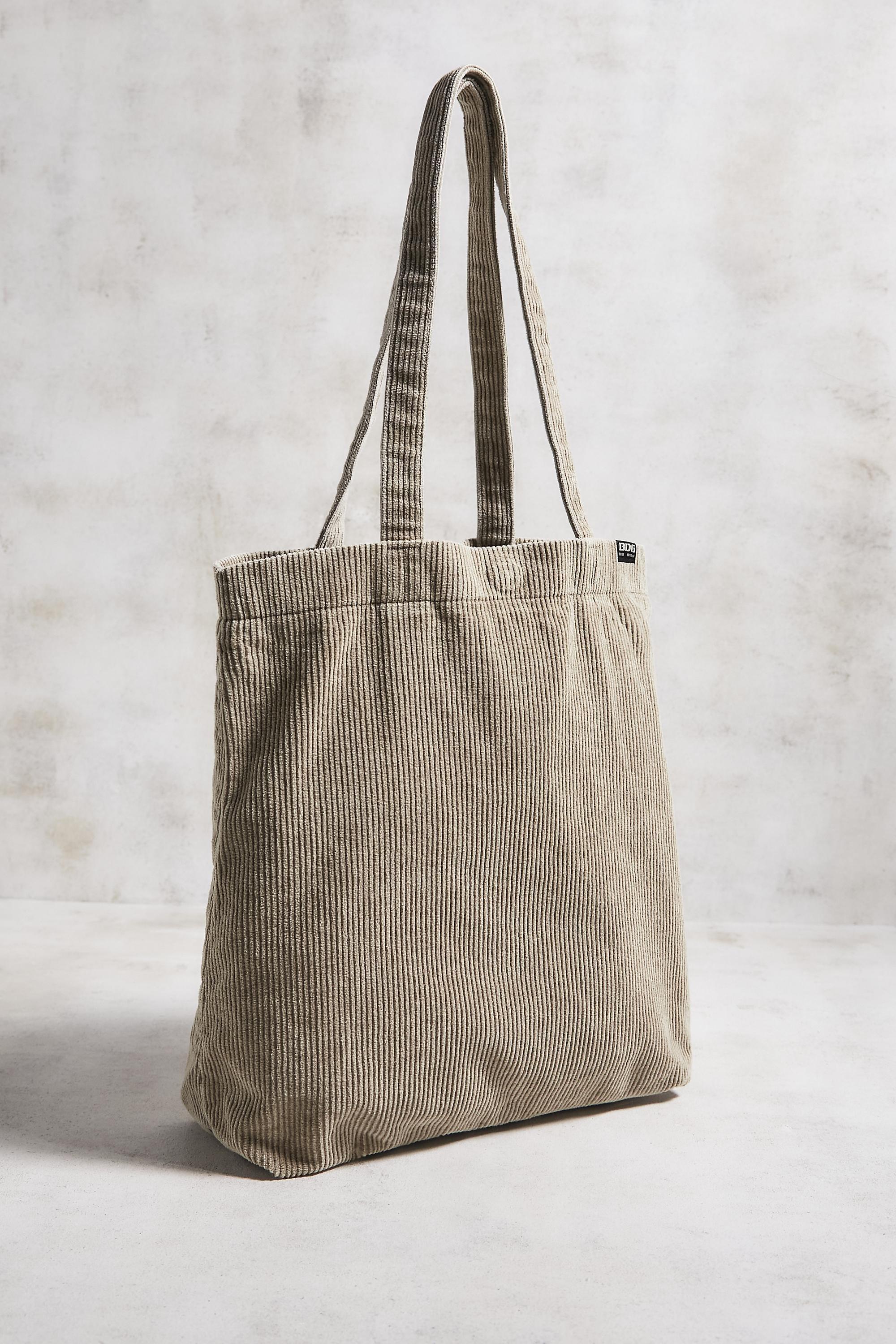 Beige Bdg Corduroy Tote Bag, LIGHT SAND, large image number 3