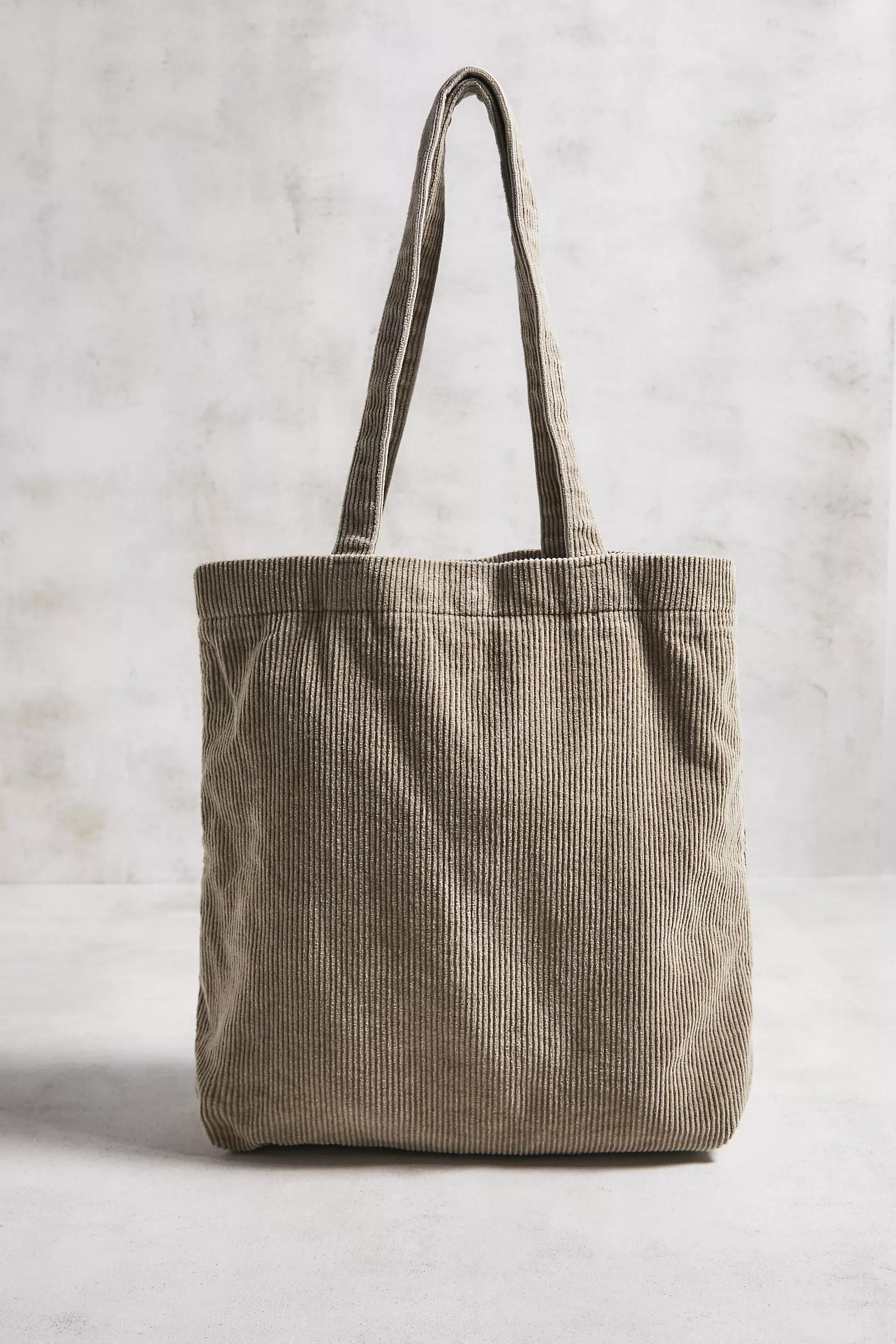 Beige Bdg Corduroy Tote Bag, LIGHT SAND, large image number 4