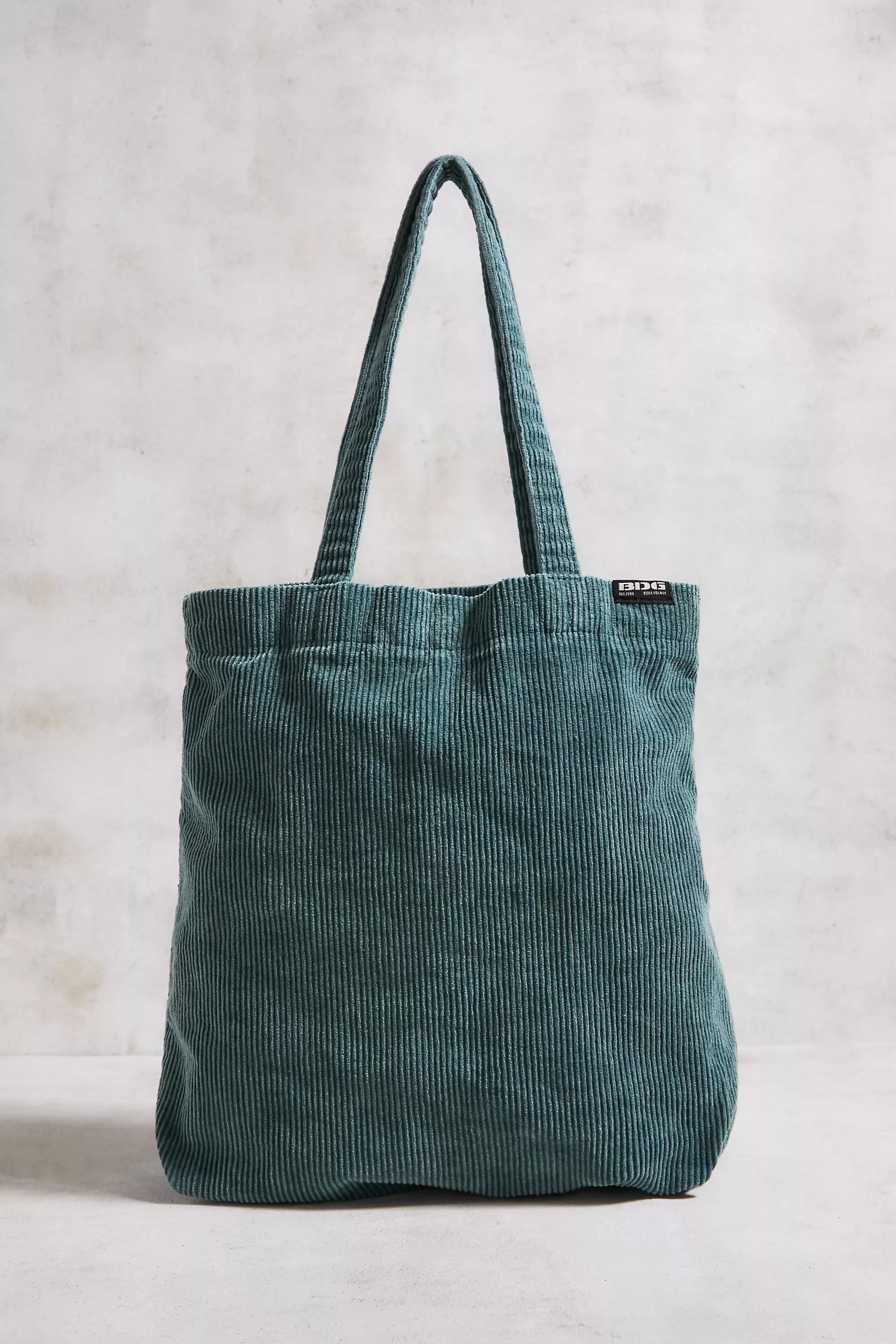 Green Bdg Tab Corduroy Tote Bag, GRN, large image number 3
