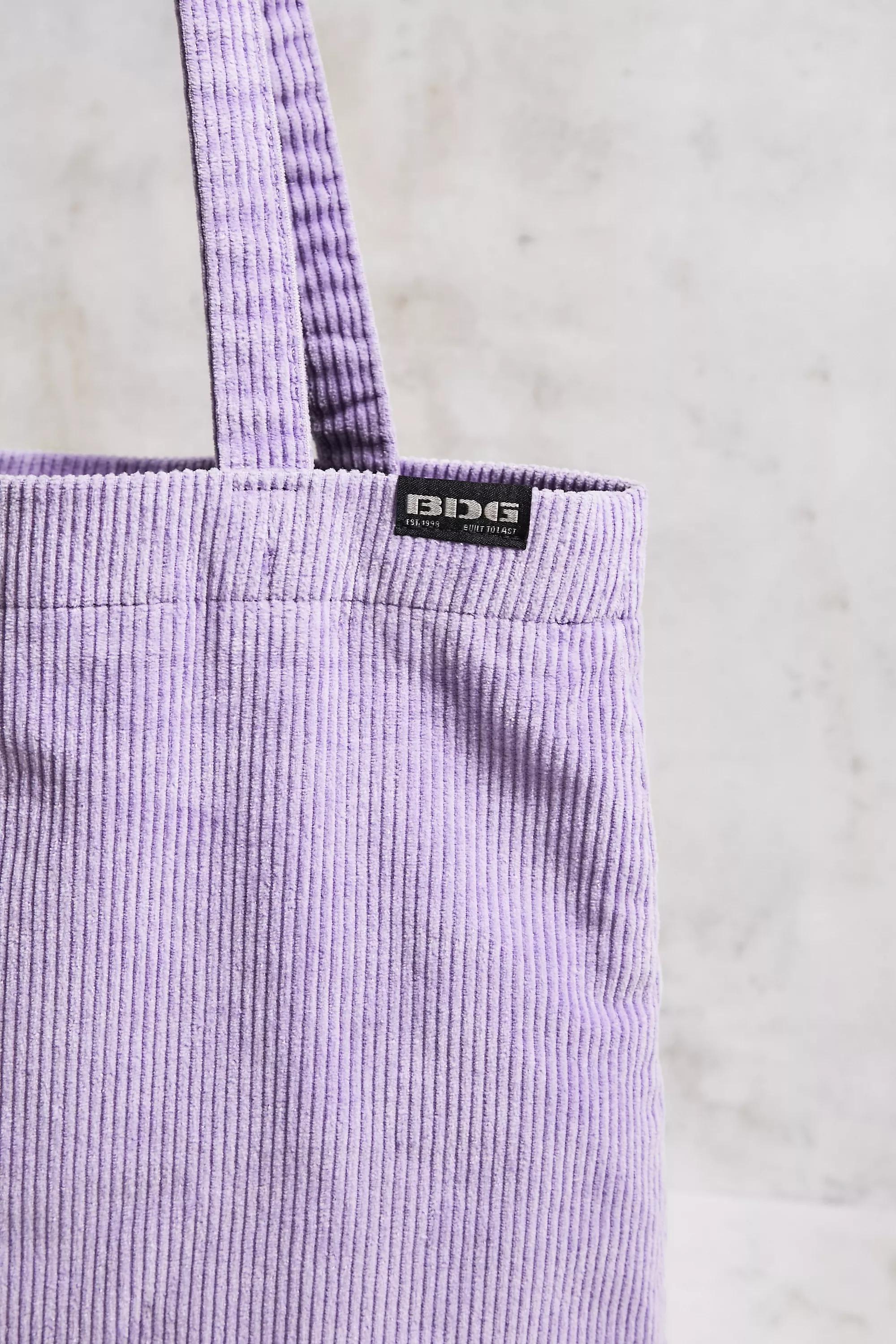 Purple Bdg Tab Corduroy Tote Bag, LILAC, large image number 2
