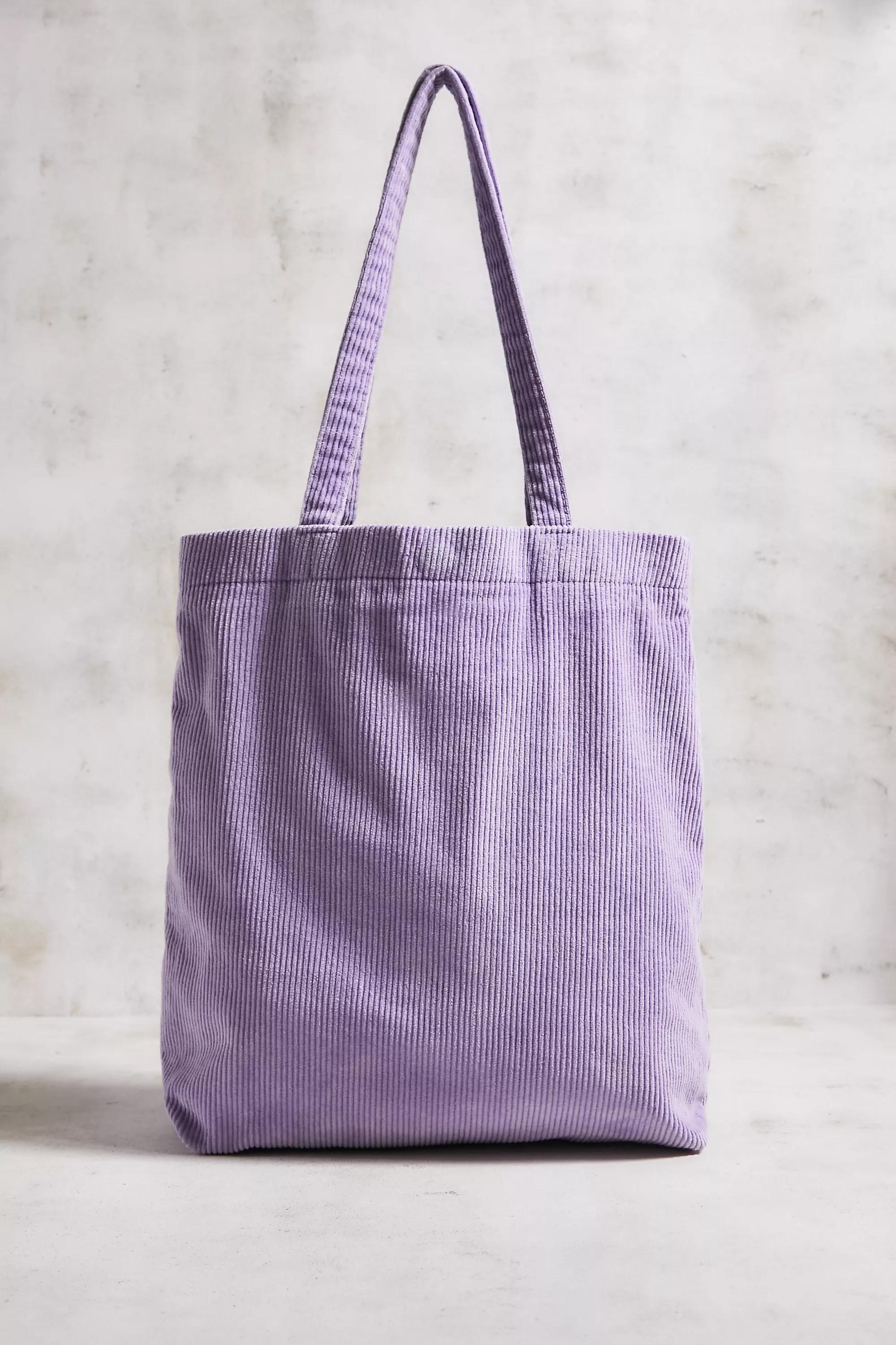 Purple Bdg Tab Corduroy Tote Bag, LILAC, large image number 4