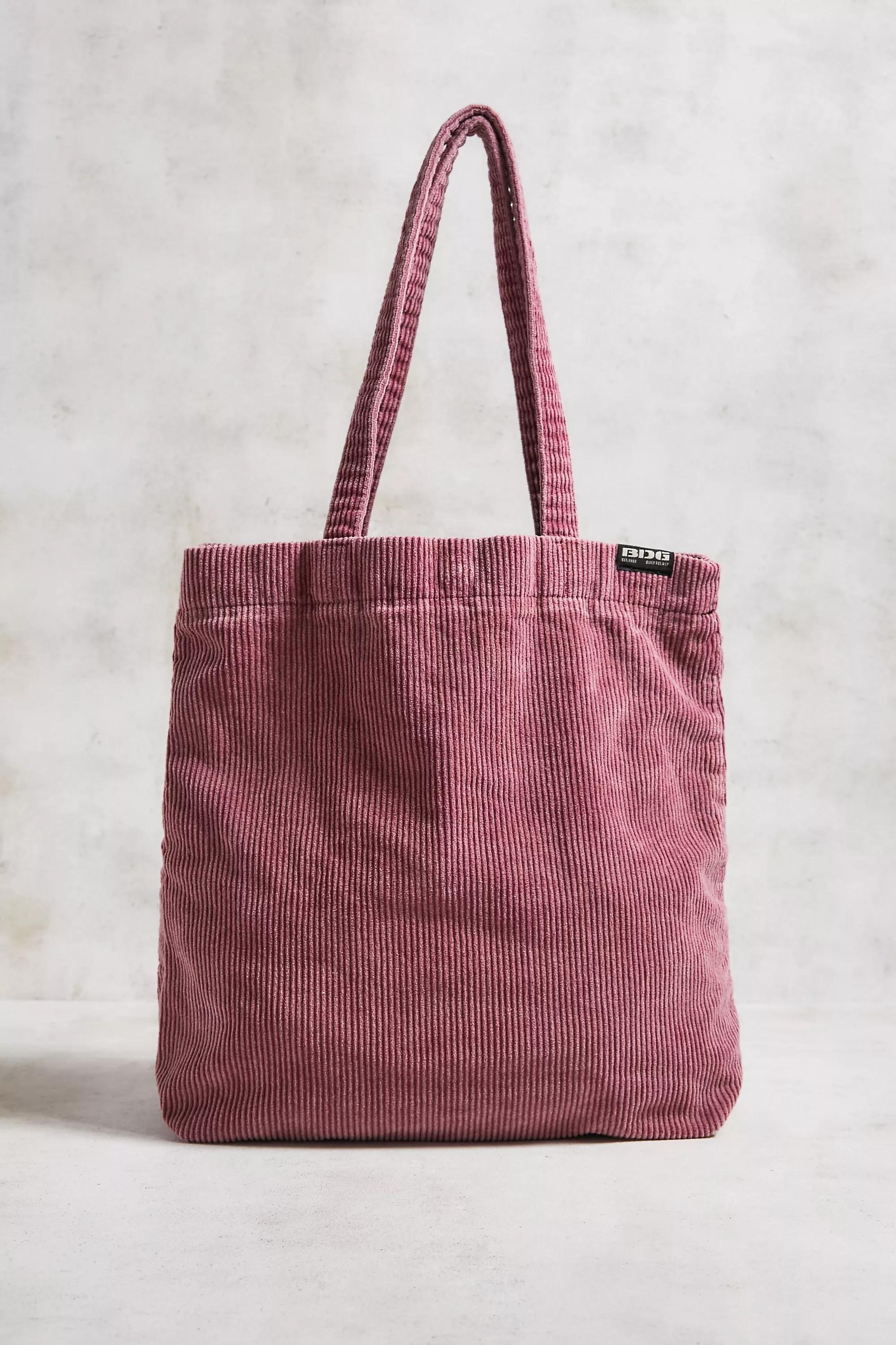 Red Bdg Corduroy Tote Bag, ROSE, large image number 1
