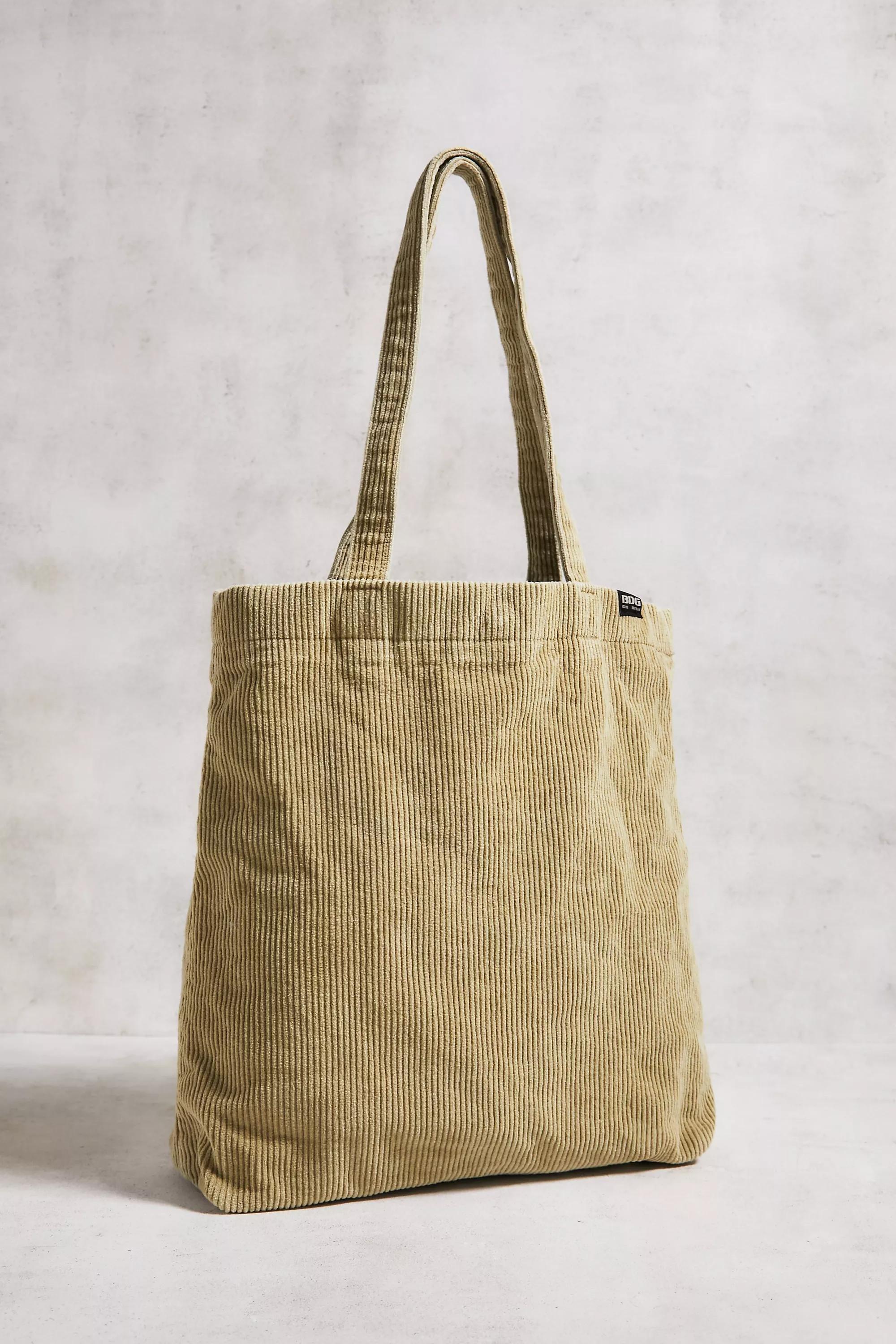 Yellow Bdg Tab Corduroy Tote Bag, YEL, large image number 3