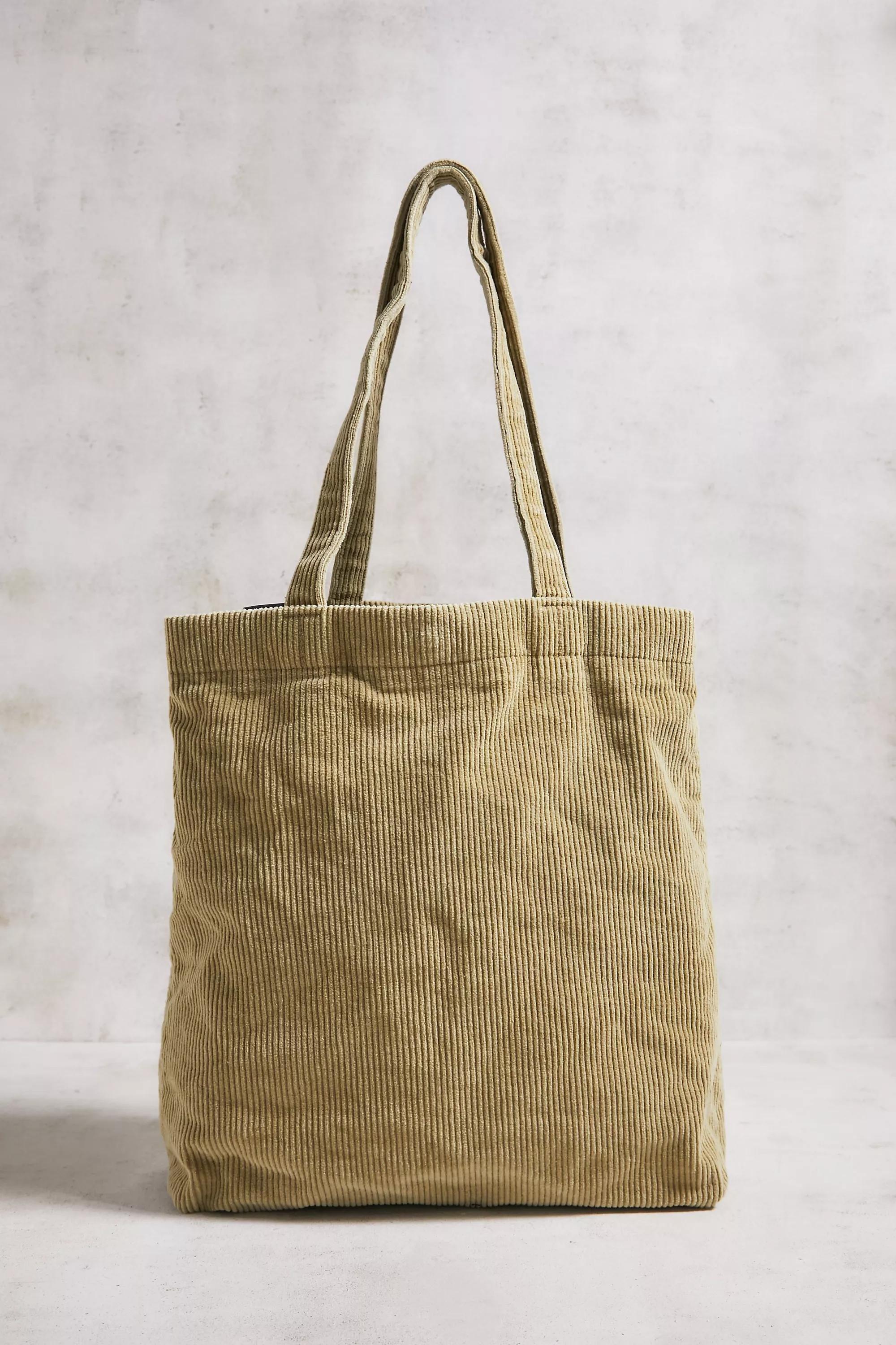 Yellow Bdg Tab Corduroy Tote Bag, YEL, large image number 4