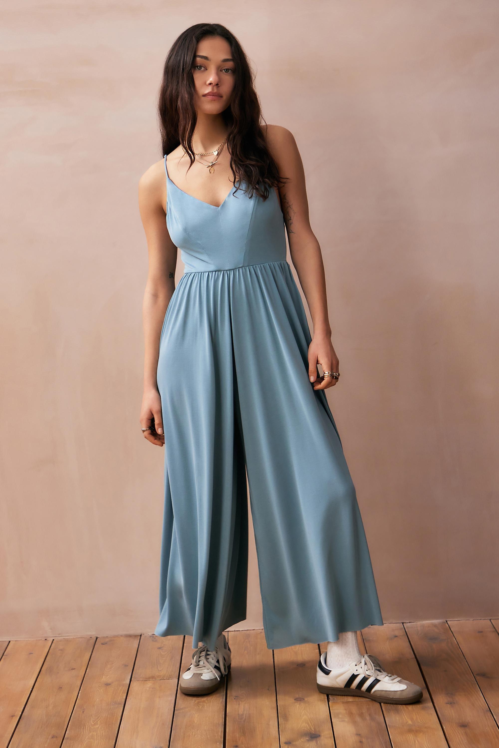Blue Uo Sleeveless Culotte Jumpsuit, , large image number 1