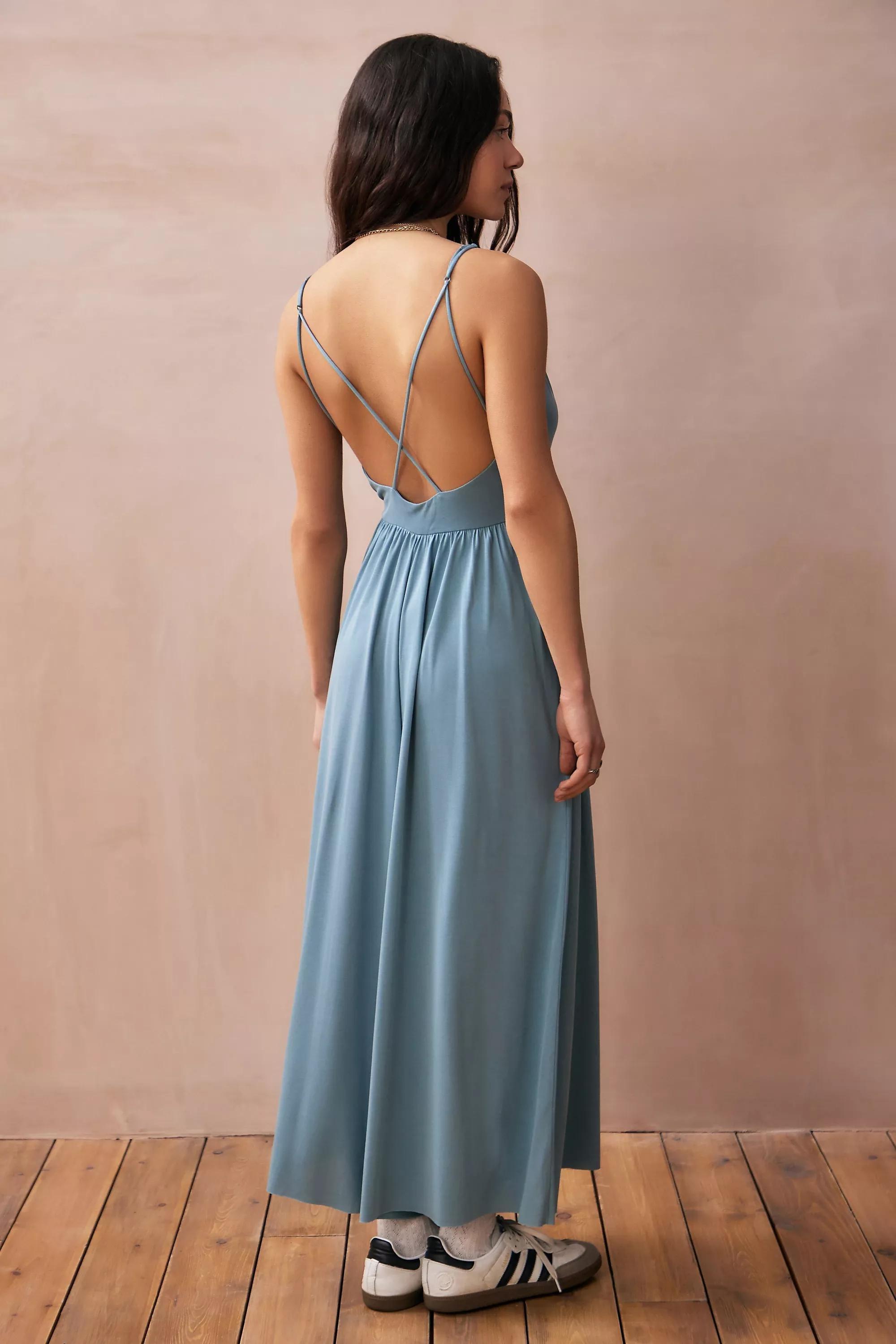 Blue Uo Sleeveless Culotte Jumpsuit, , large image number 3