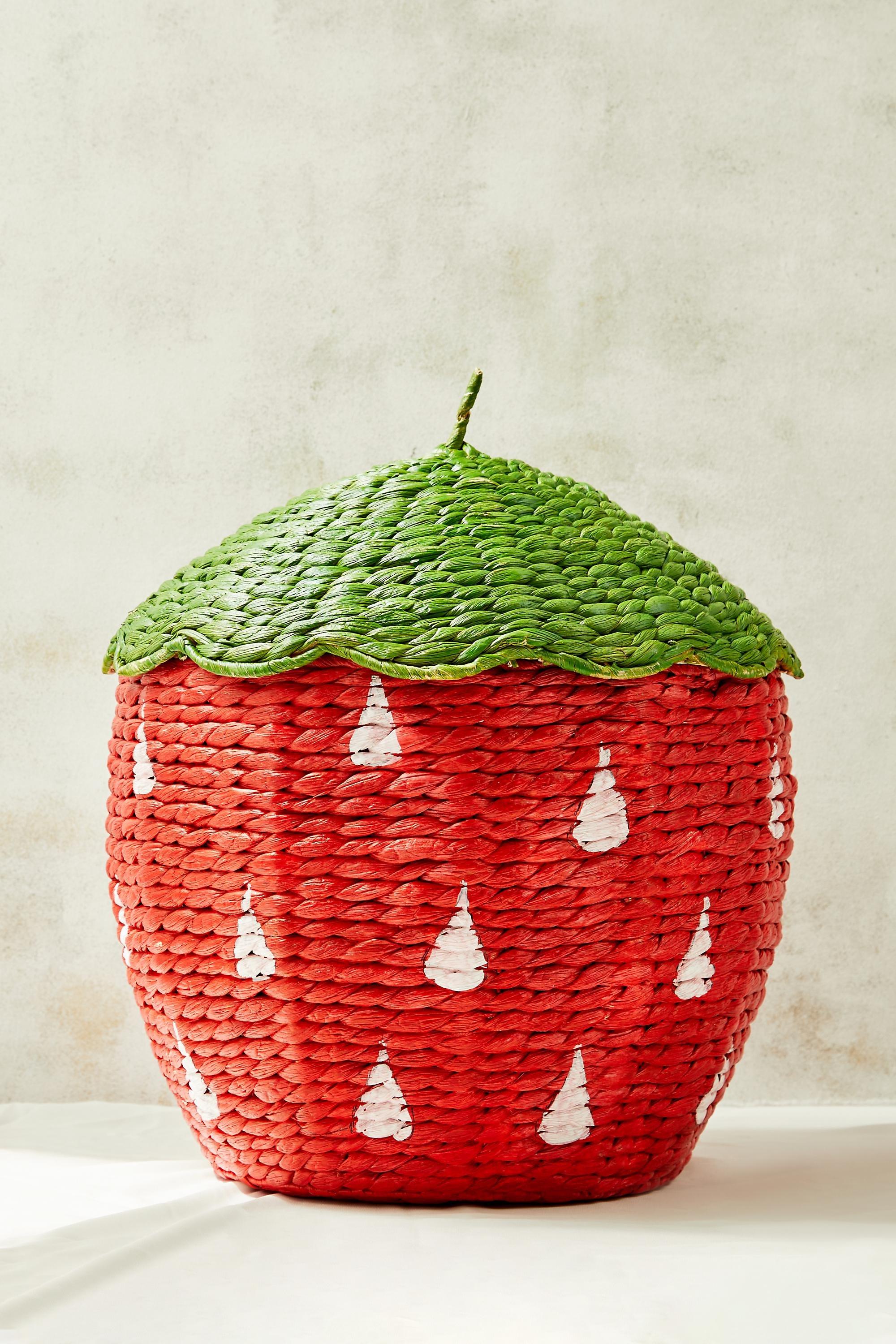 Red Strawberry Clothes Basket, RED, large image number 3