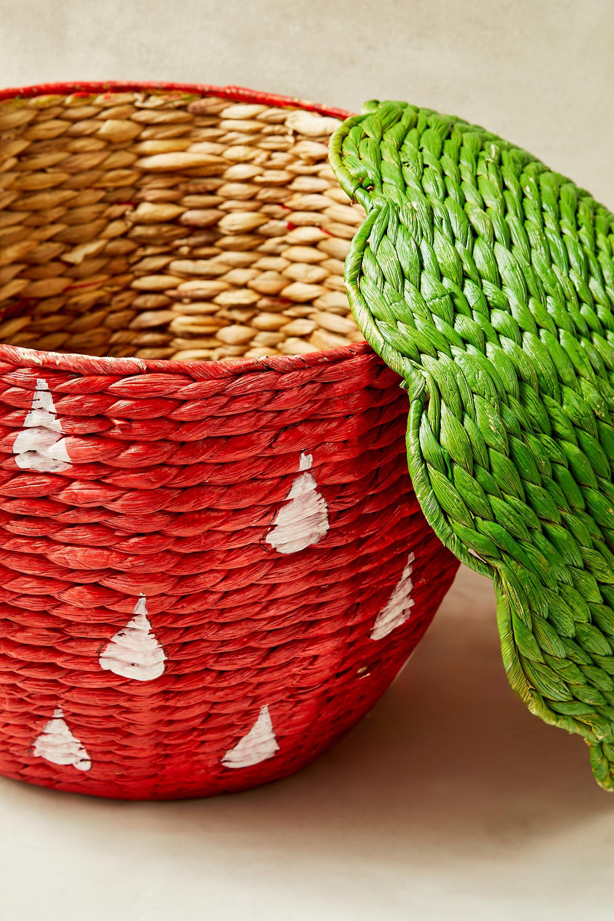 Red Strawberry Clothes Basket, RED, large image number 4