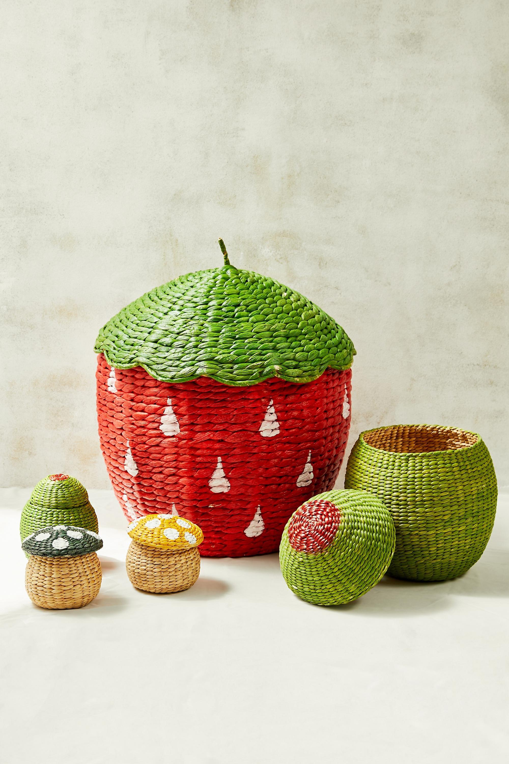 Red Strawberry Clothes Basket, RED, large image number 5