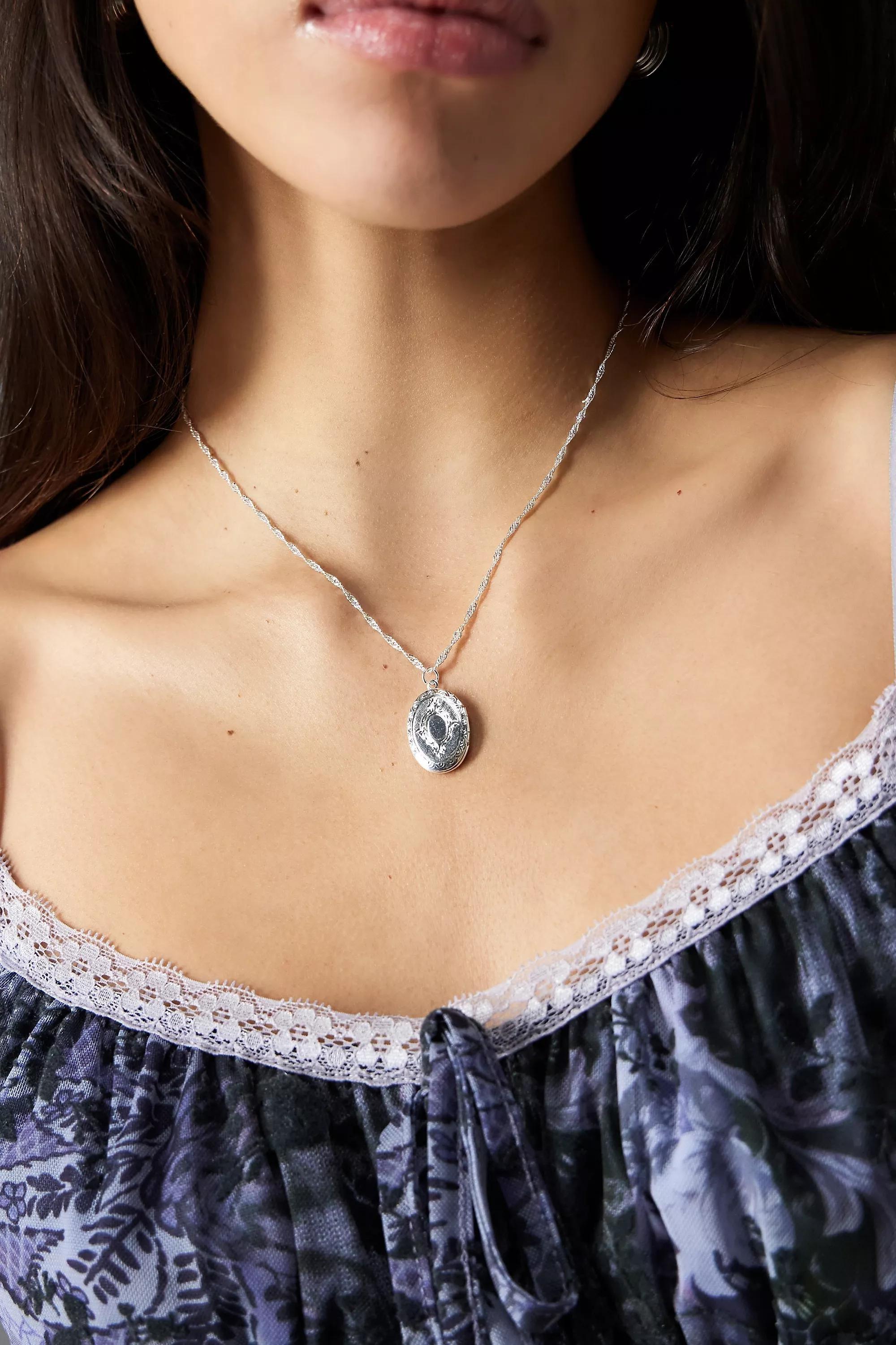 Silver Silence + Noise Oval Entry Locket, SLVR, large image number 1