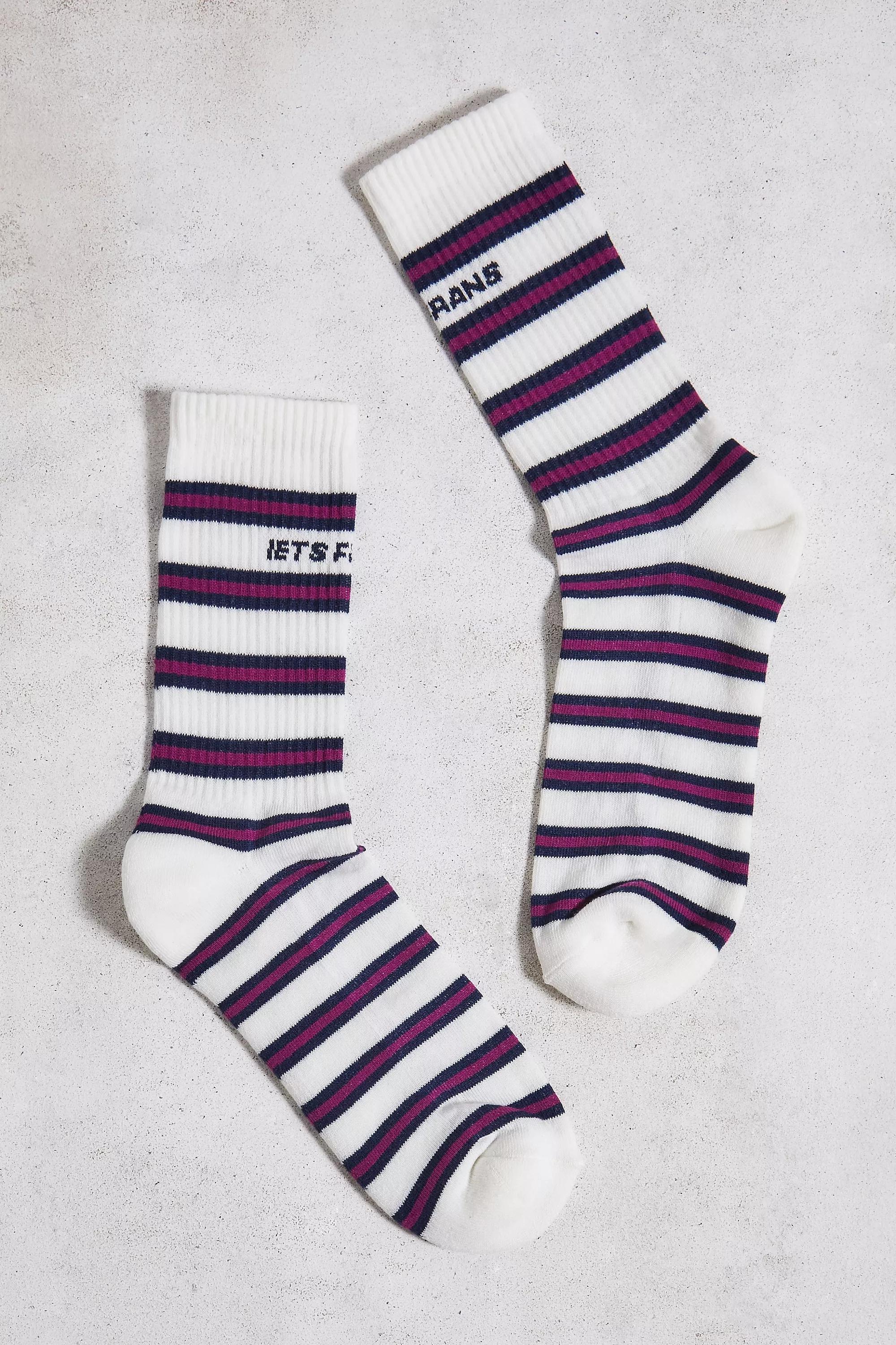Urban Outfitters - Navy Iets Frans Magenta Stripe Socks