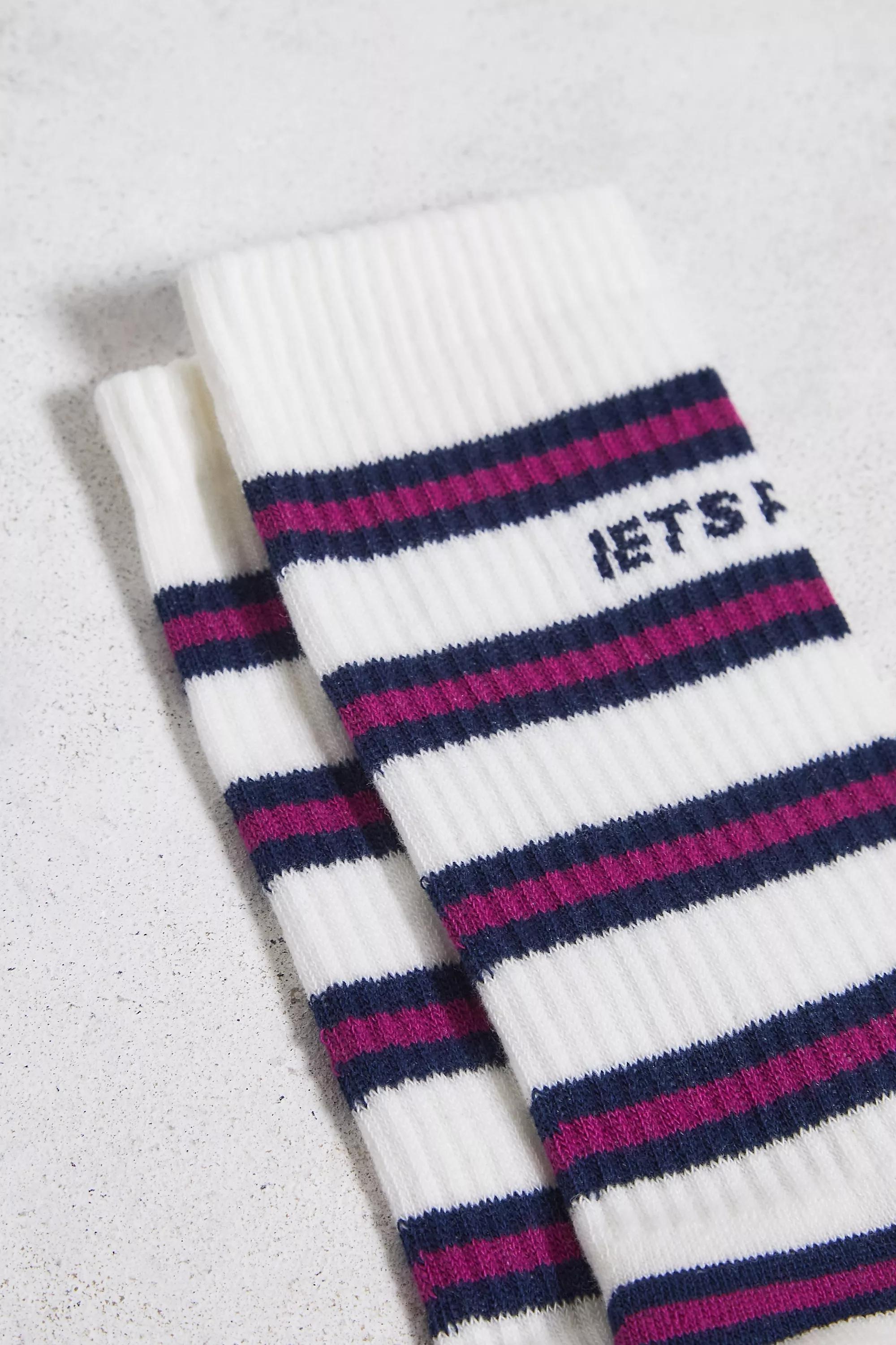 Urban Outfitters - Navy Iets Frans Magenta Stripe Socks