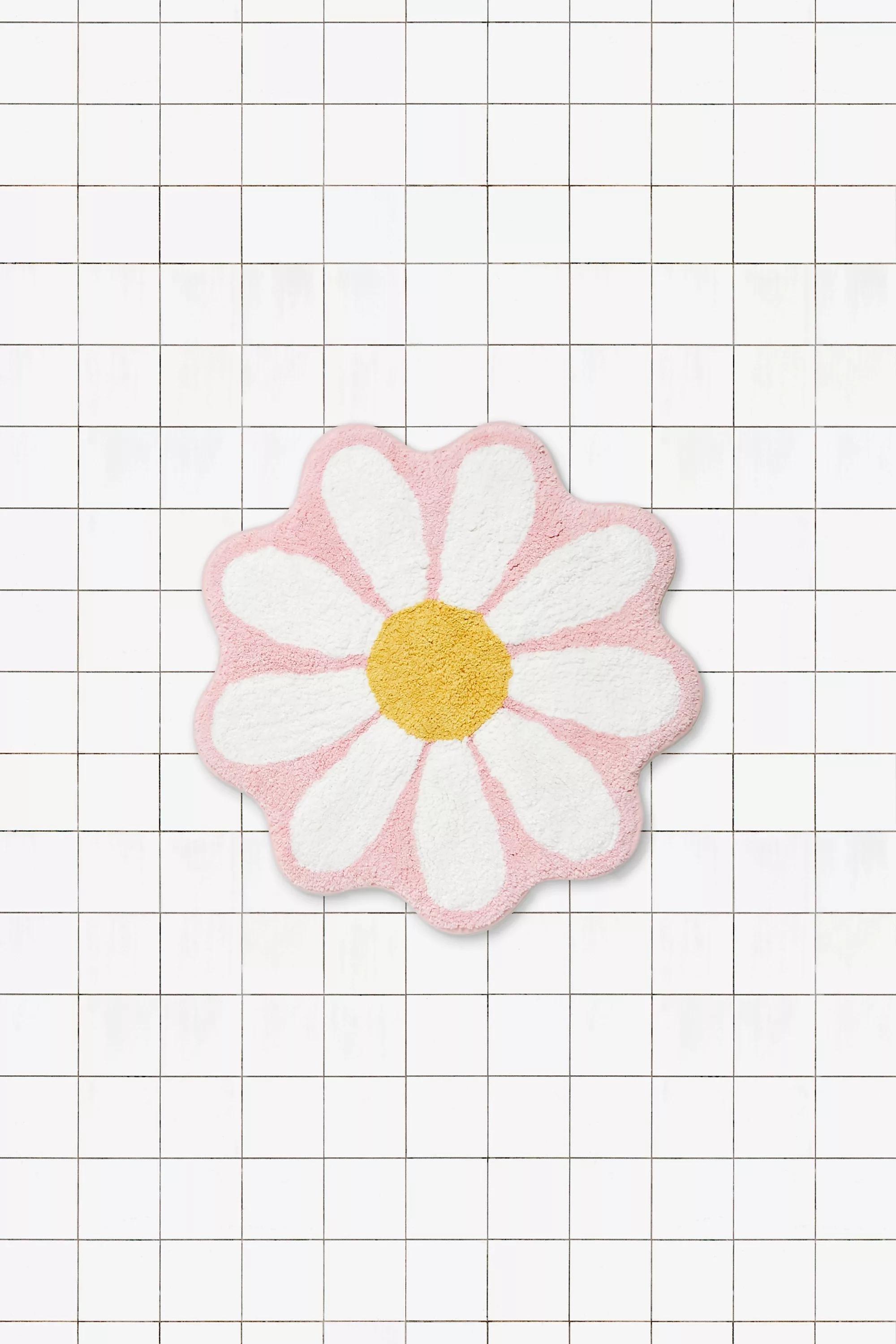 Pink Daisy Bath Mat, PINK, large image number 0