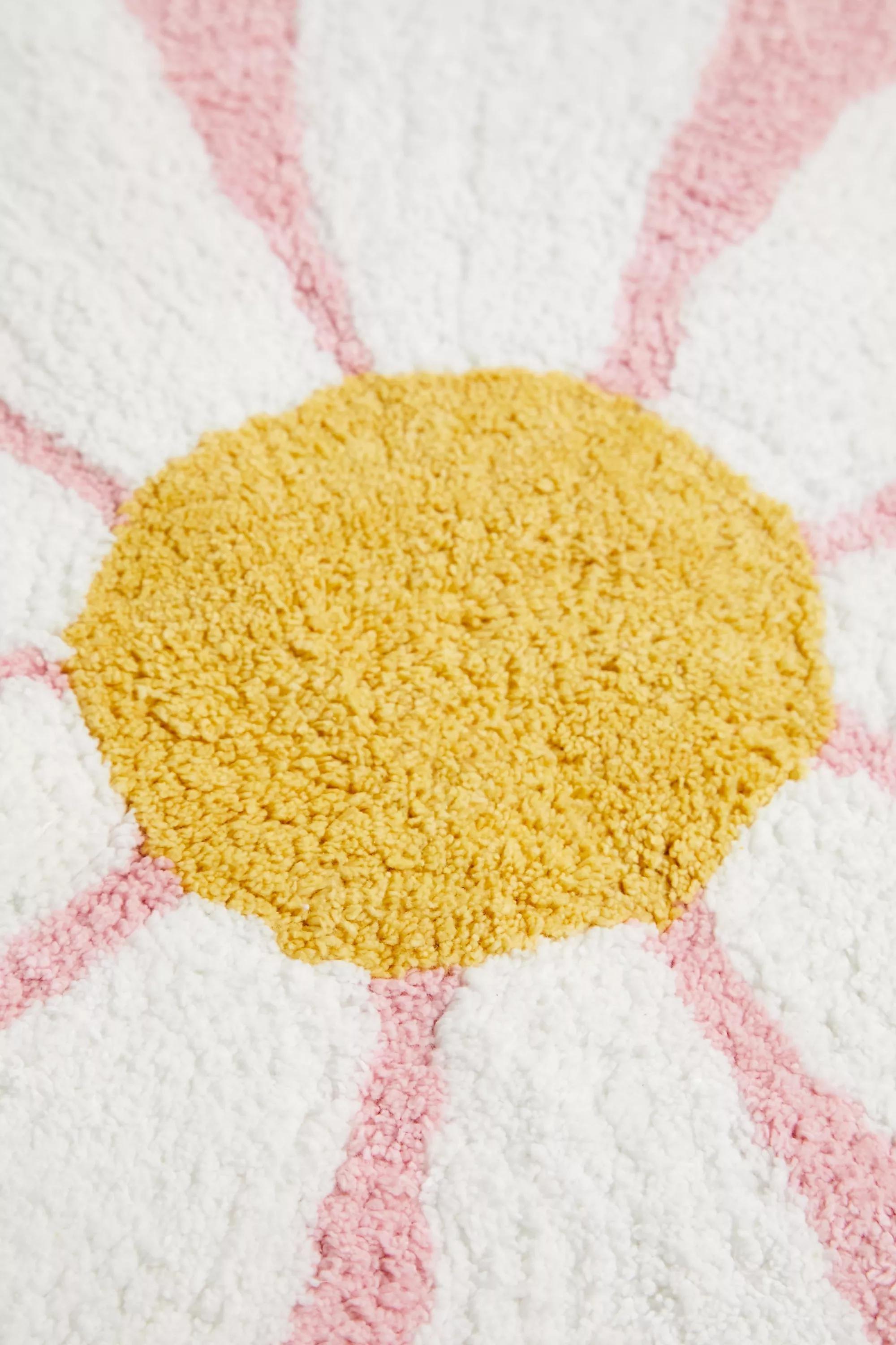 Pink Daisy Bath Mat, PINK, large image number 1
