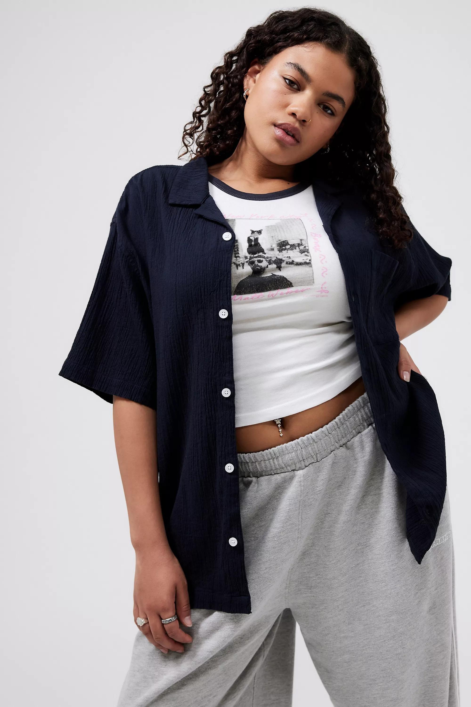 Black Crinkle Shirt, , large image number 5
