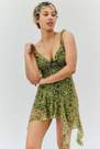 Urban Outfitters - Green Brandi Mesh Asymmetric Mini Dress