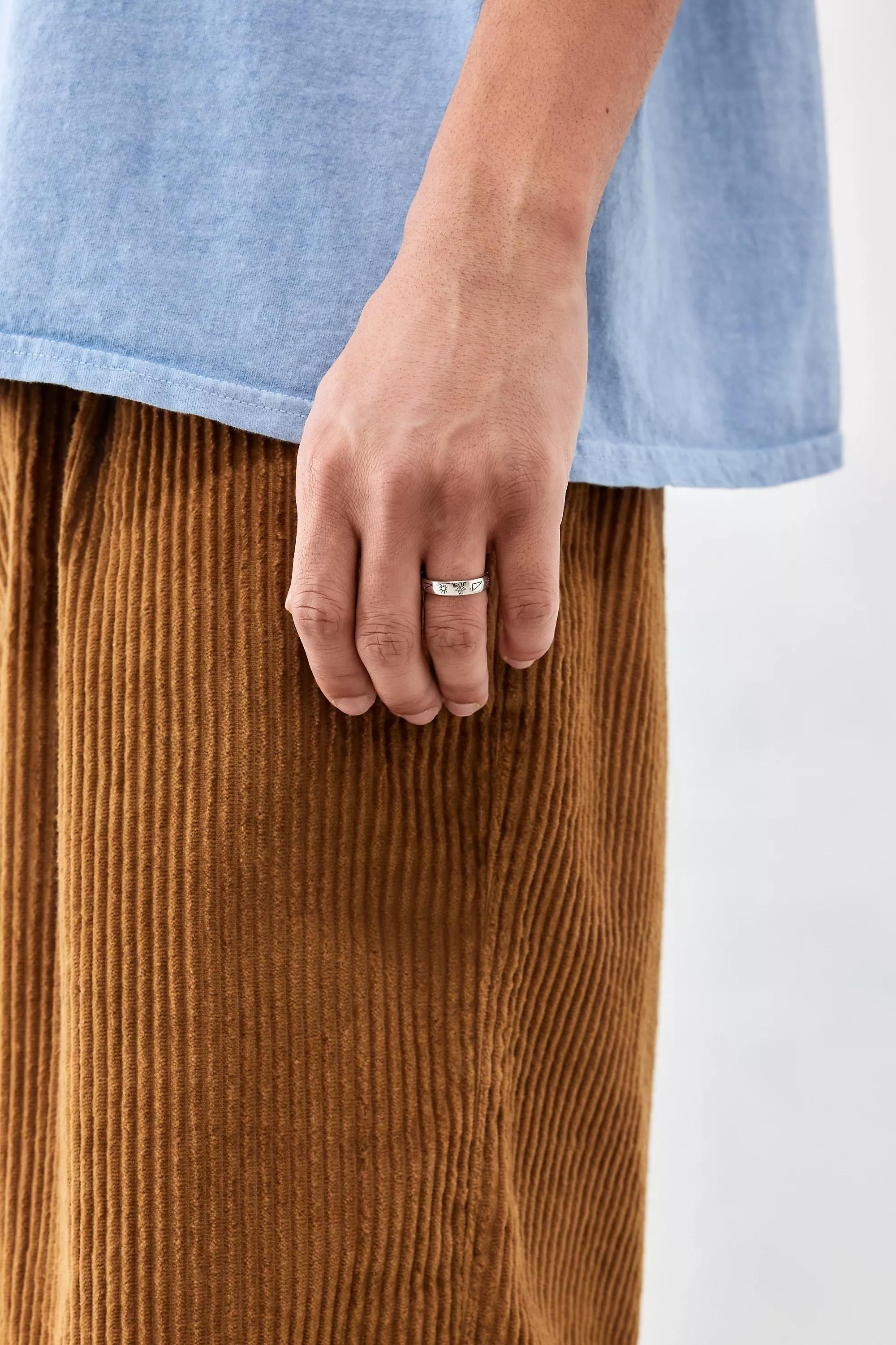Silver Uo Nomad Engraved Ring, , medium
