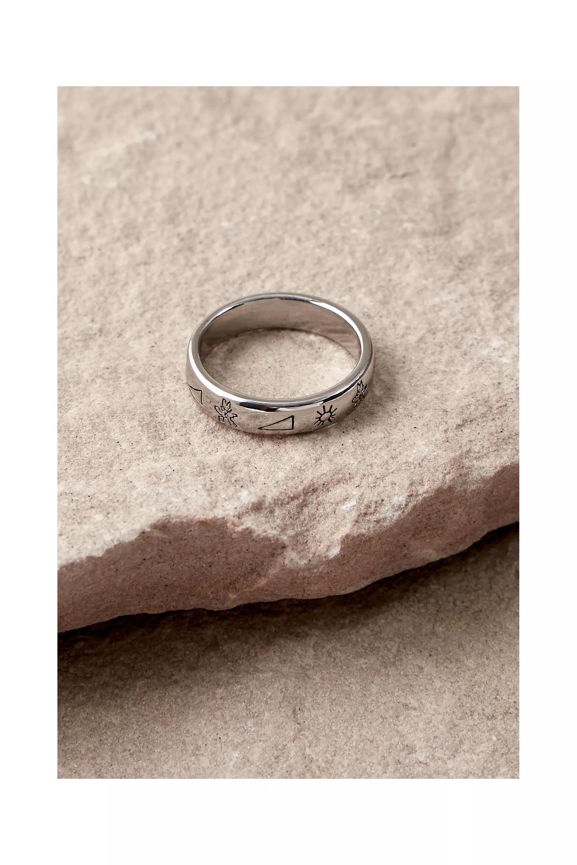 Silver Uo Nomad Engraved Ring, , large image number 1