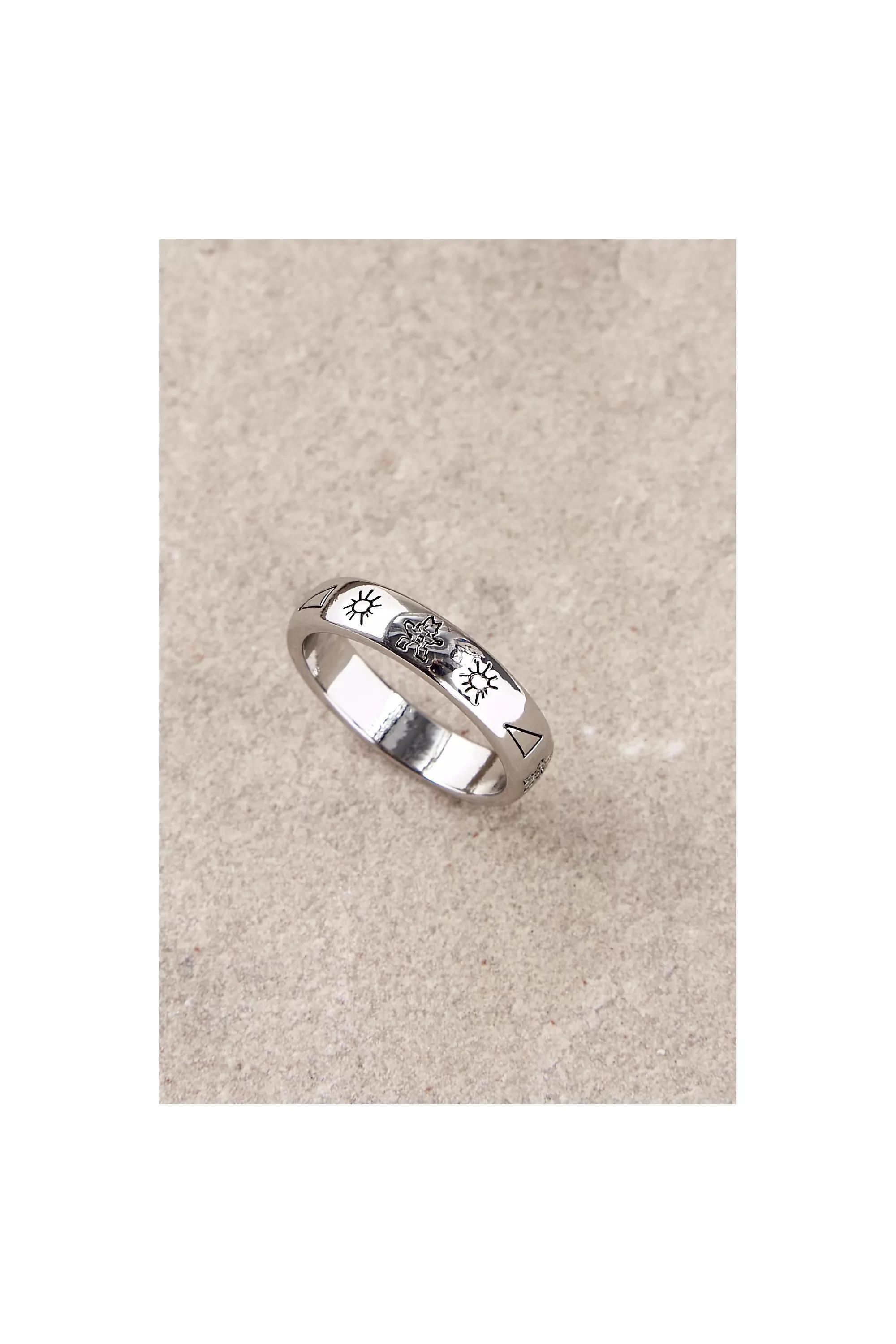 Silver Uo Nomad Engraved Ring, , large image number 2