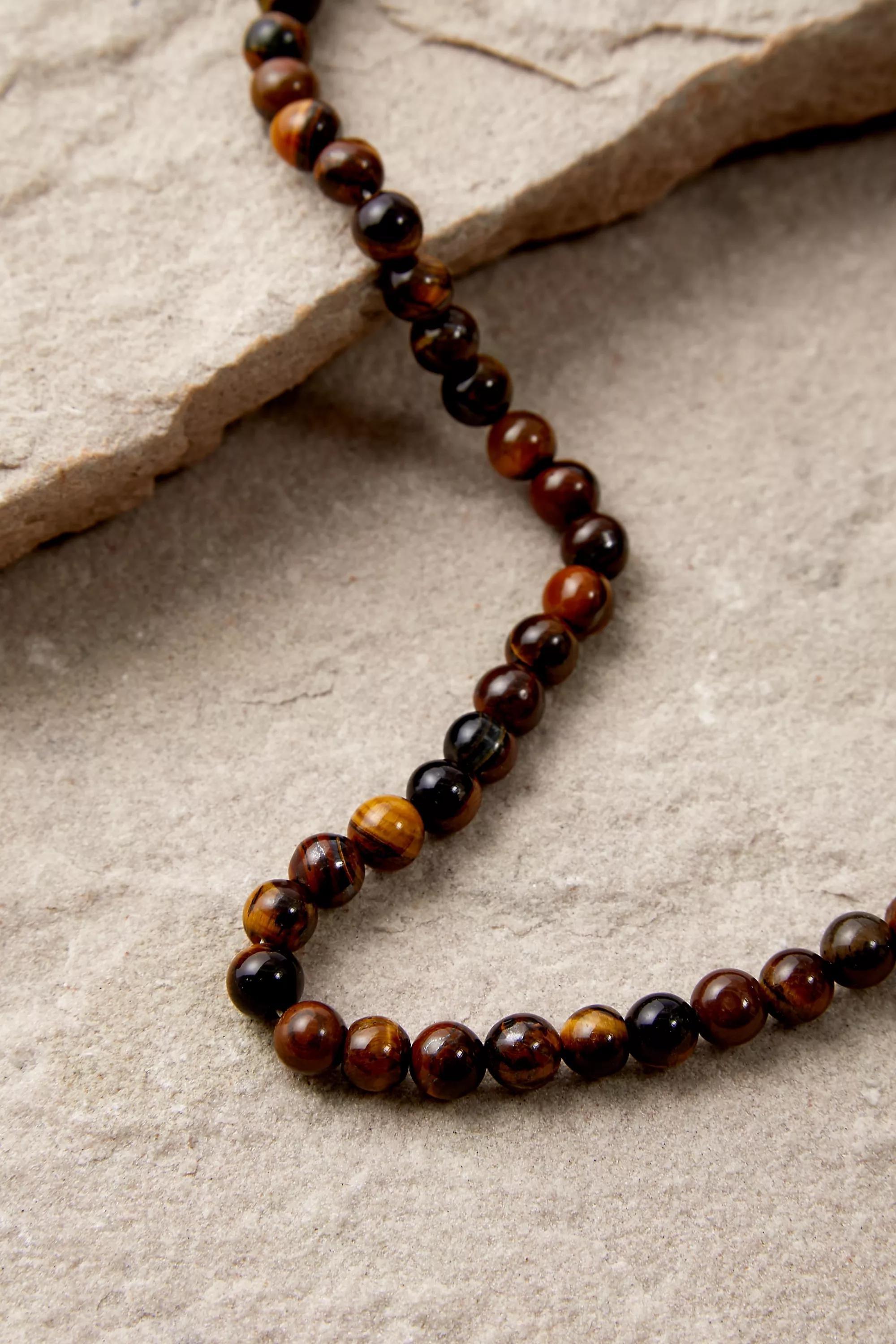 Brown Beaded Stone Choker Necklace, BRN, large image number 0