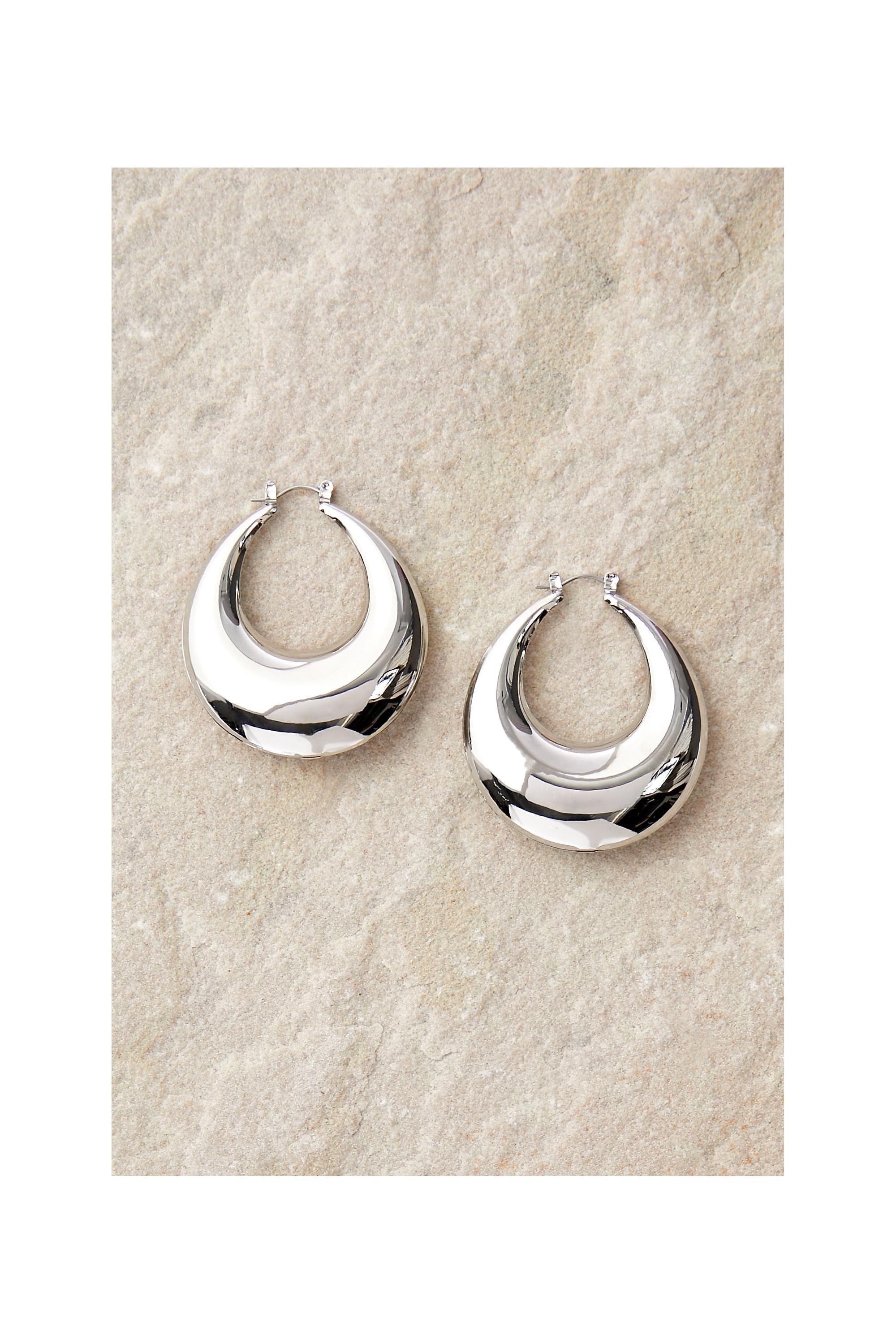 Silver Silence + Noise Xl Hoop Earrings, SLVR, large image number 0