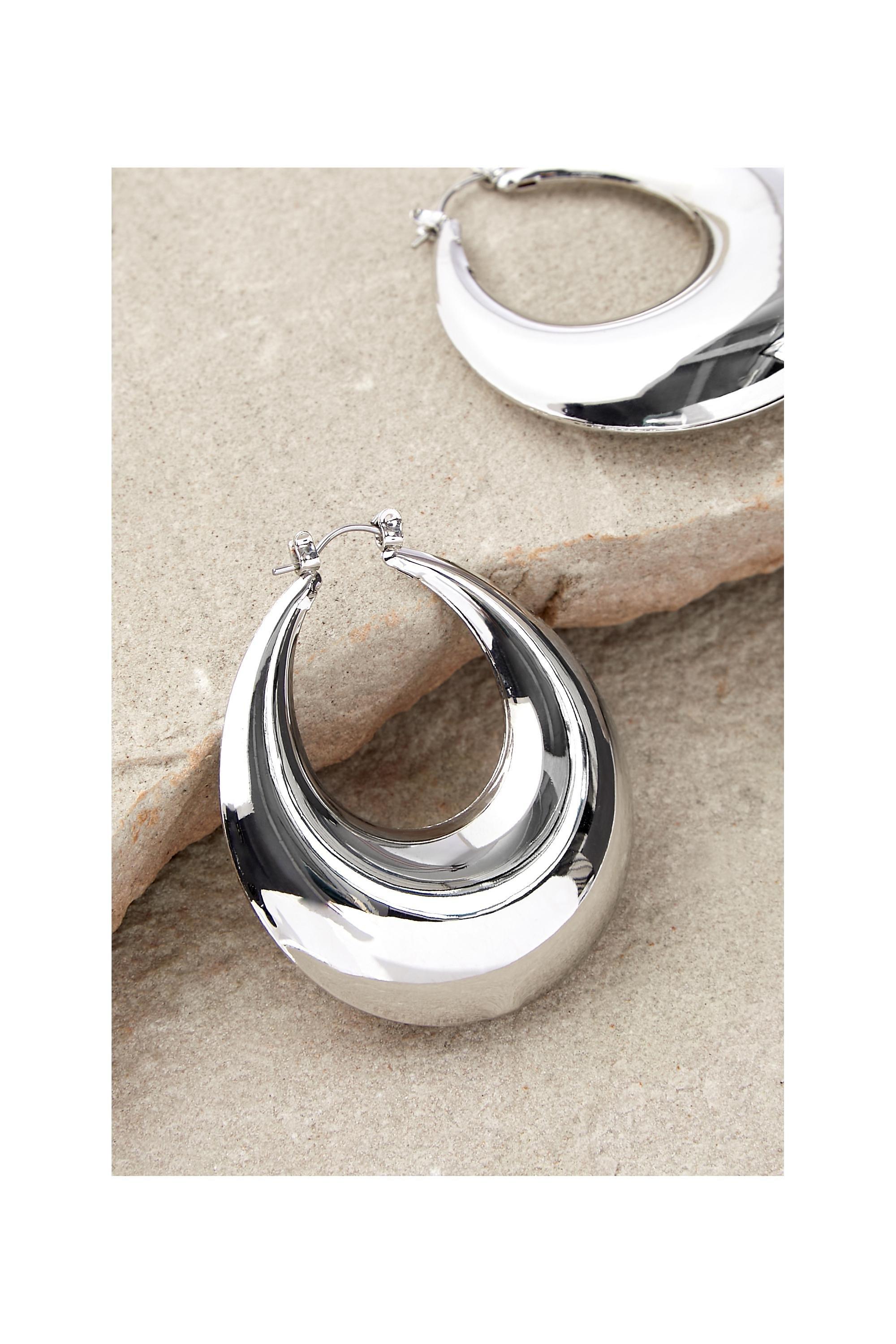 Silver Silence + Noise Xl Hoop Earrings, SLVR, large image number 1