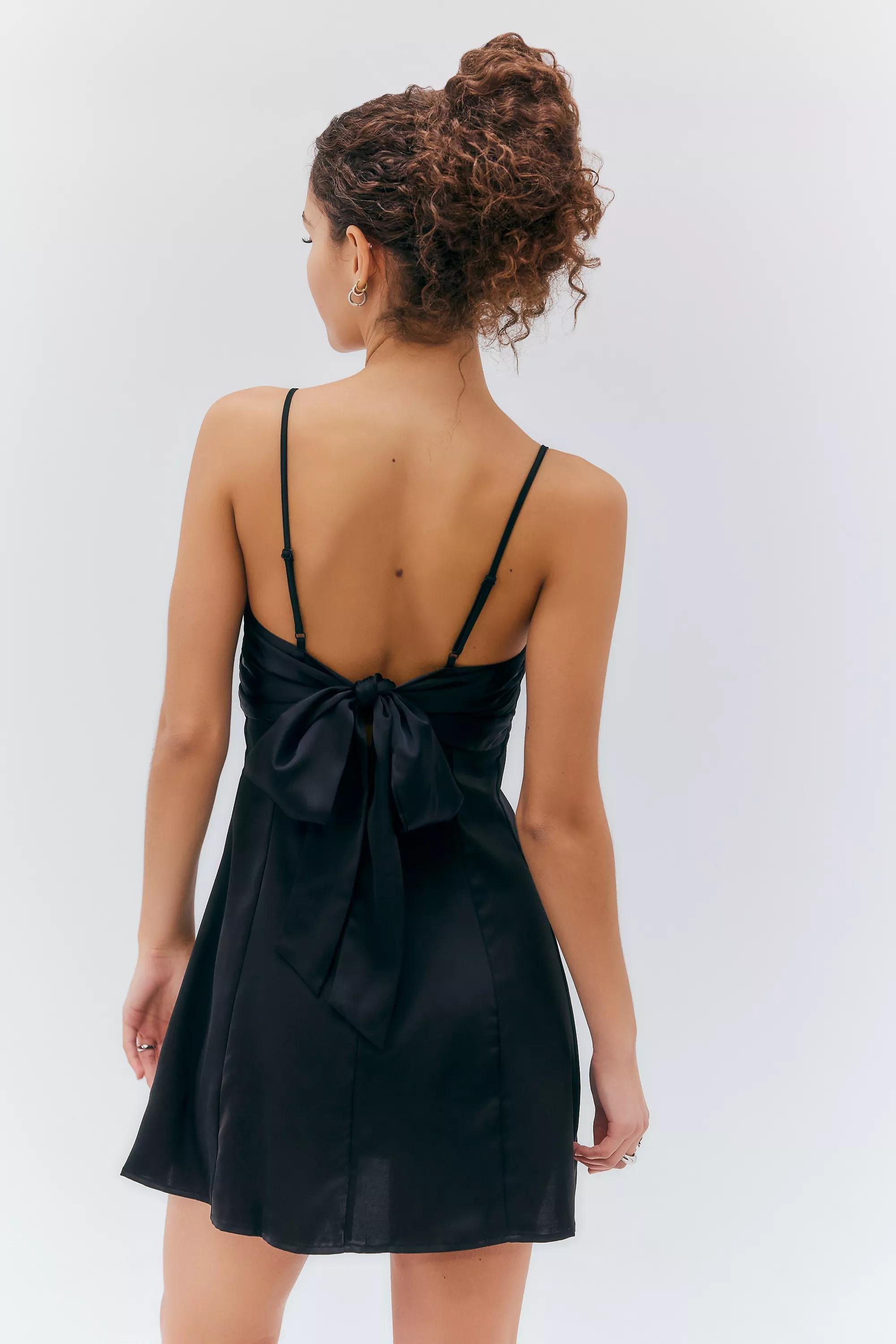 Black Tie-Back Mini Dress, , large image number 3