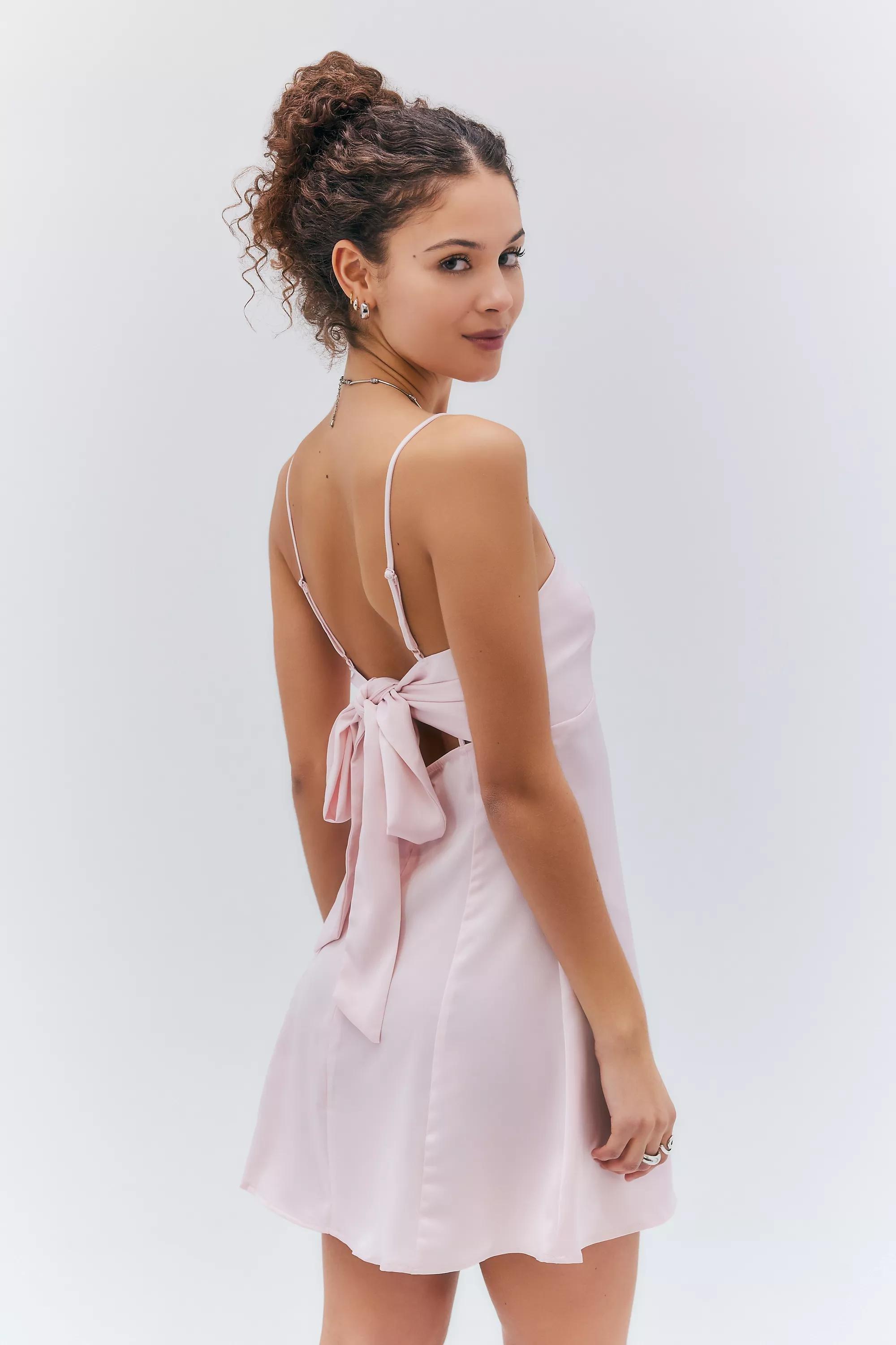 Pink Light Before Dark Bella Bow Tie-Back Mini Dress, , large image number 0