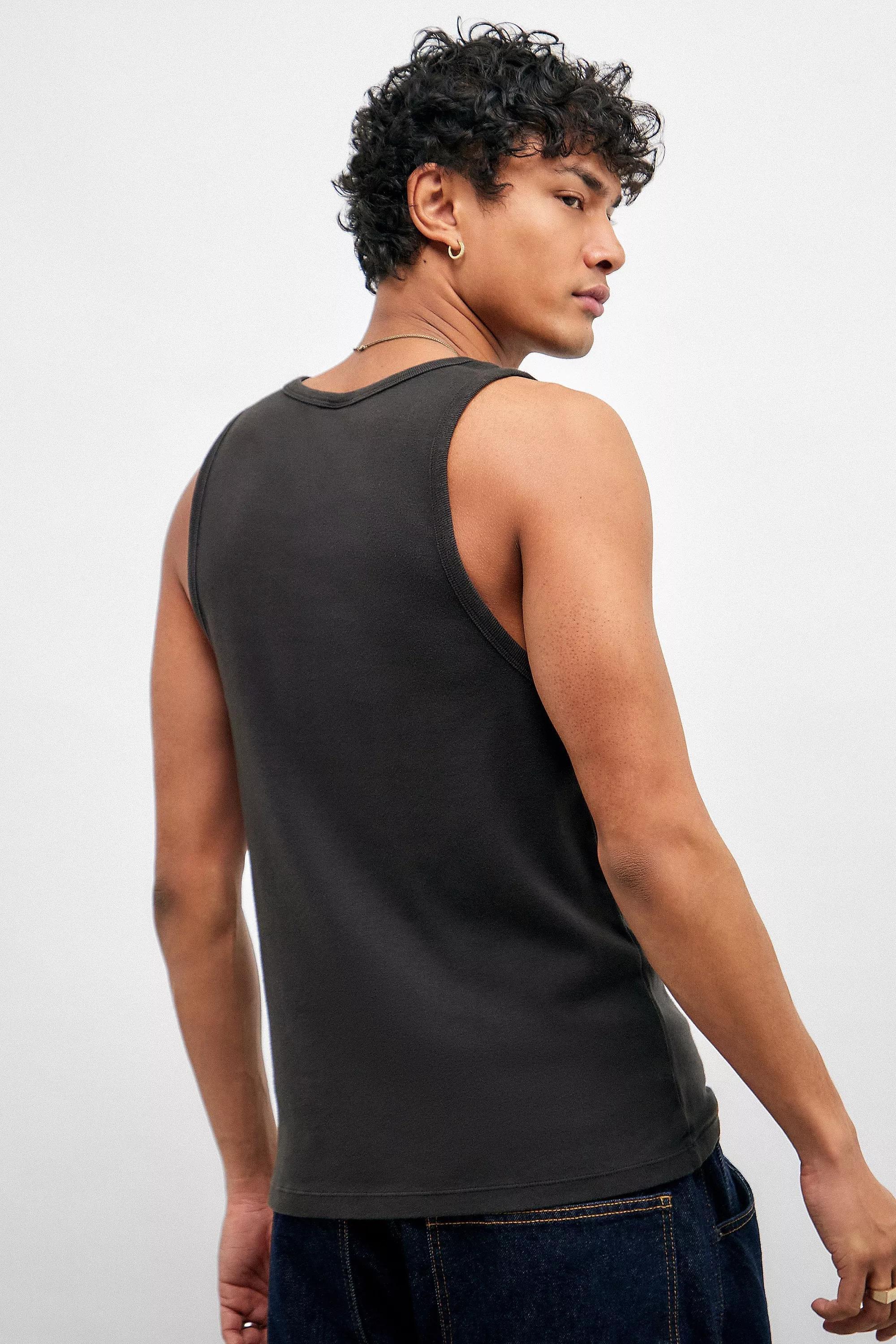 Black Ribbed Vest, , large image number 3