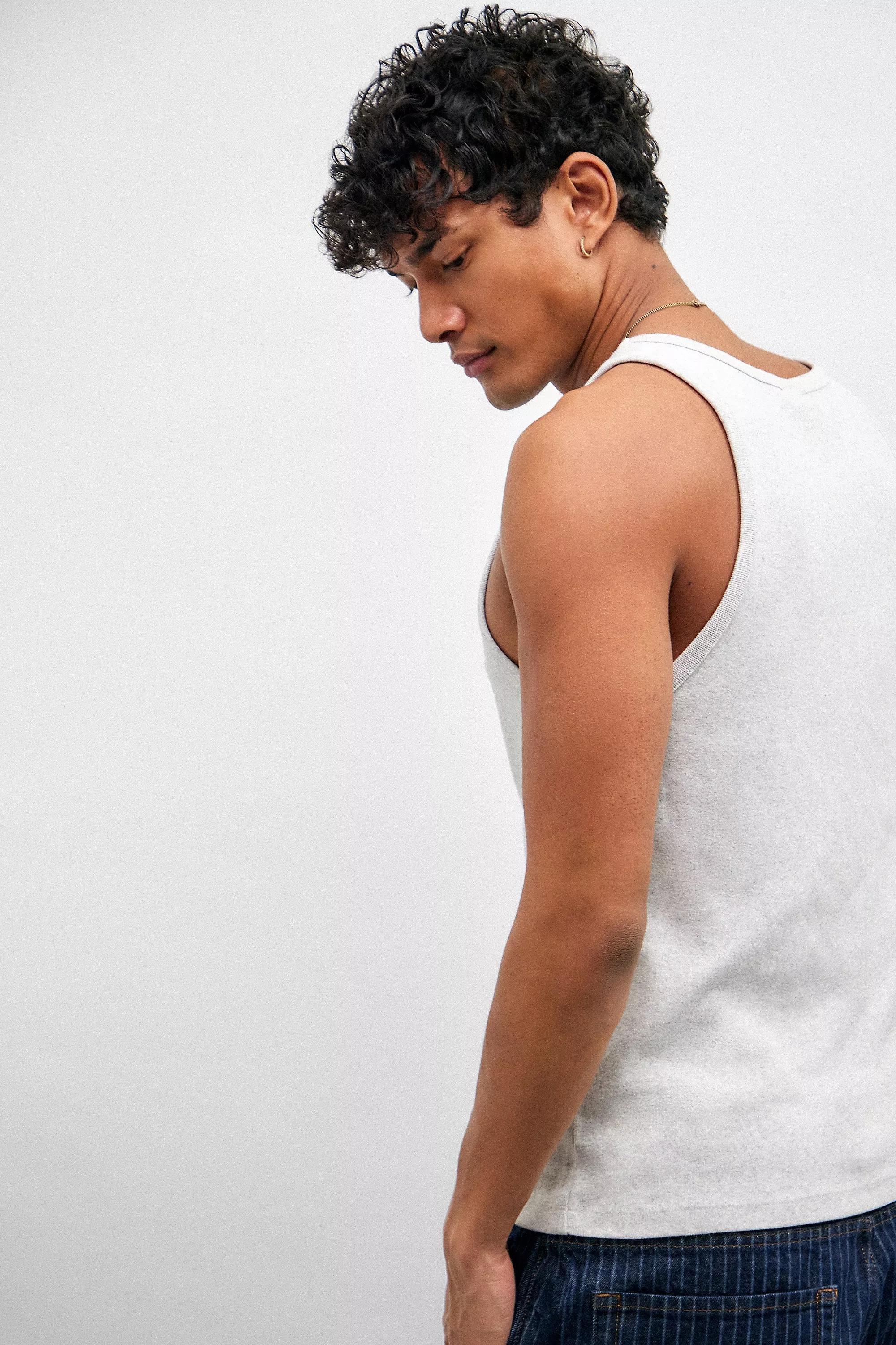 Grey Bdg Recycled Ribbed Vest, GREY, large image number 3