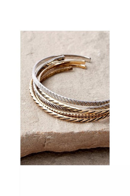Urban Outfitters - Silver Textured Bangles, Set Of 5