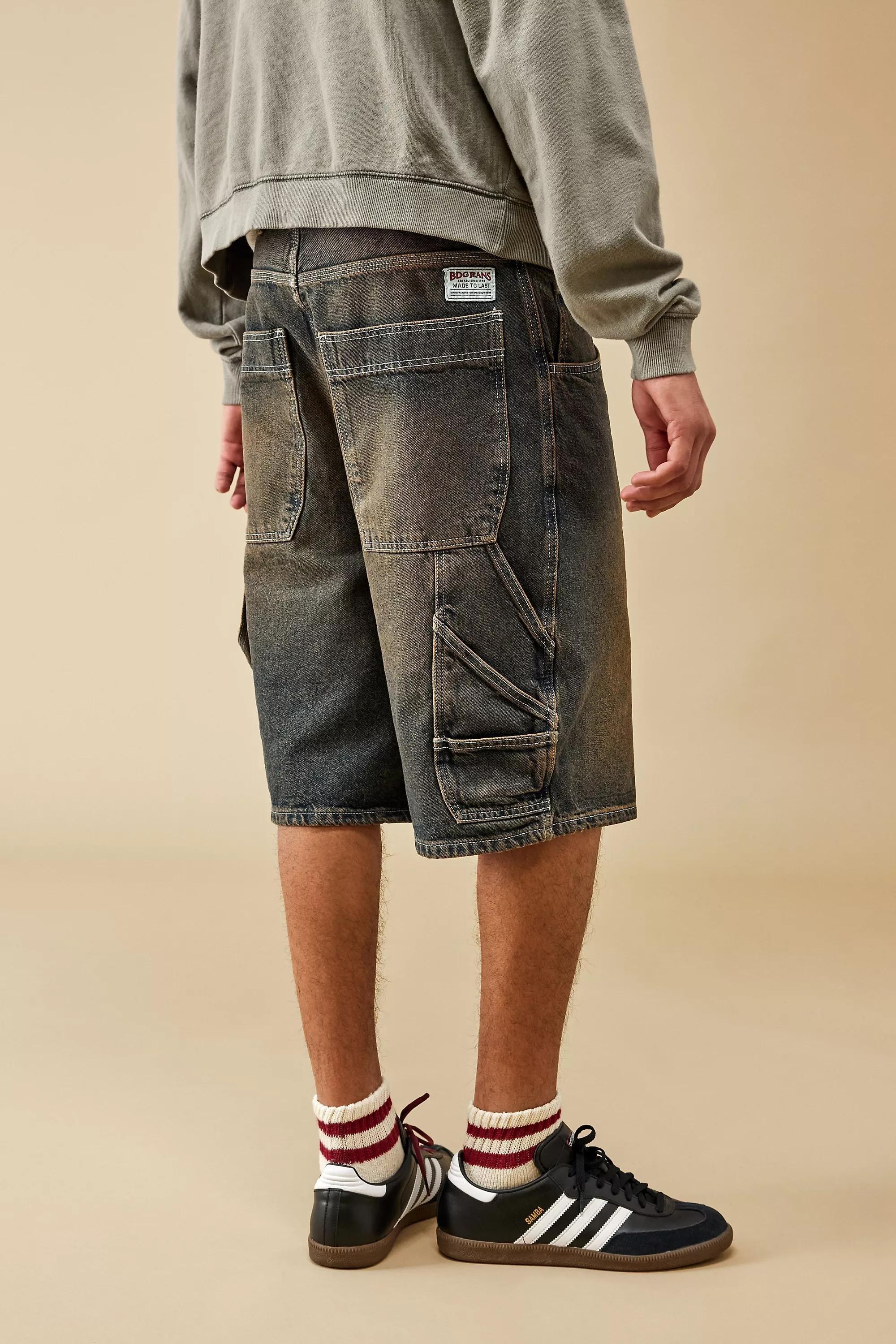 Blue Bdg Stone Tinted Denim Oversized Carpenter Shorts, , large image number 2