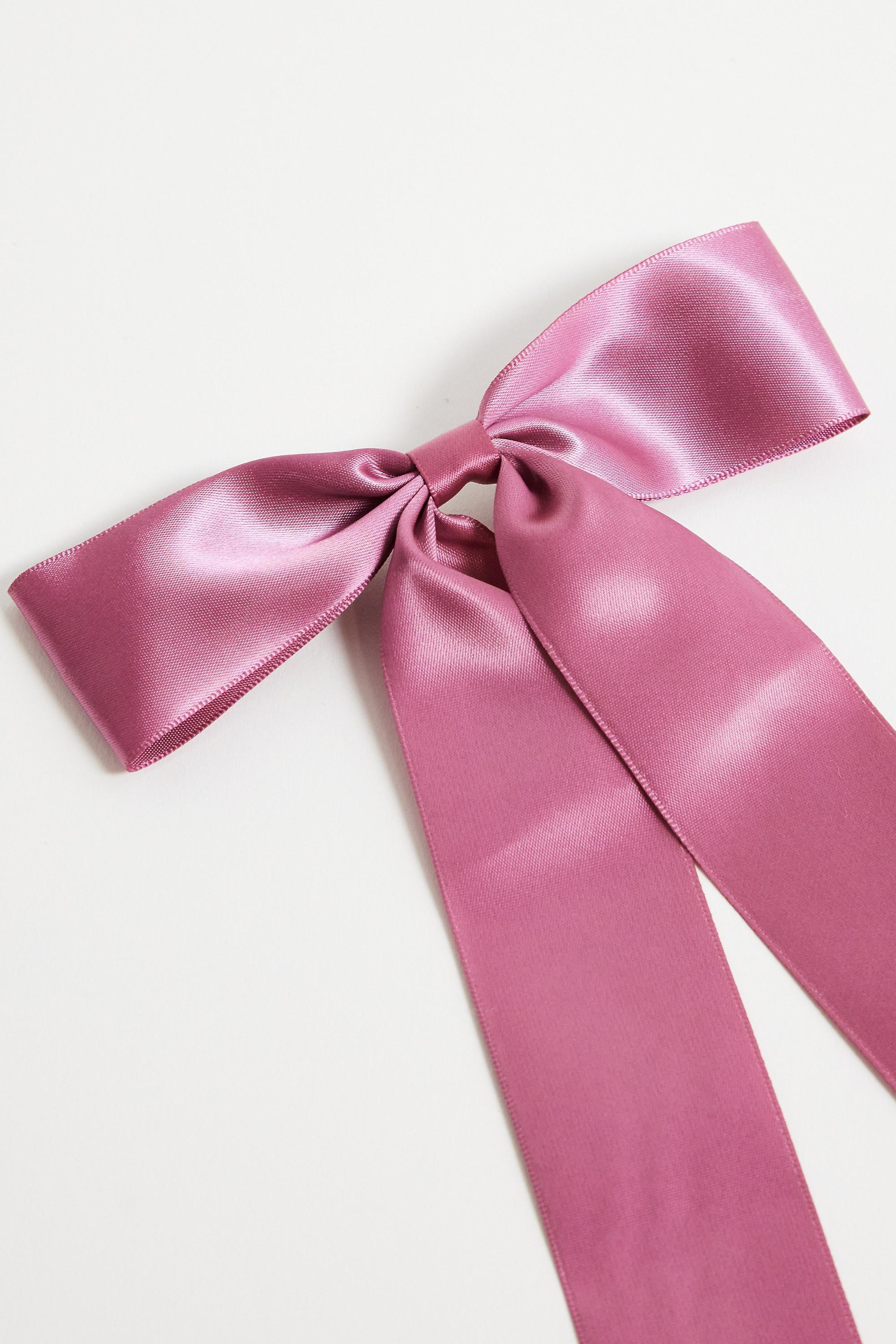 Pink UO Satin Bow Hair Clip, ROSE, large image number 1