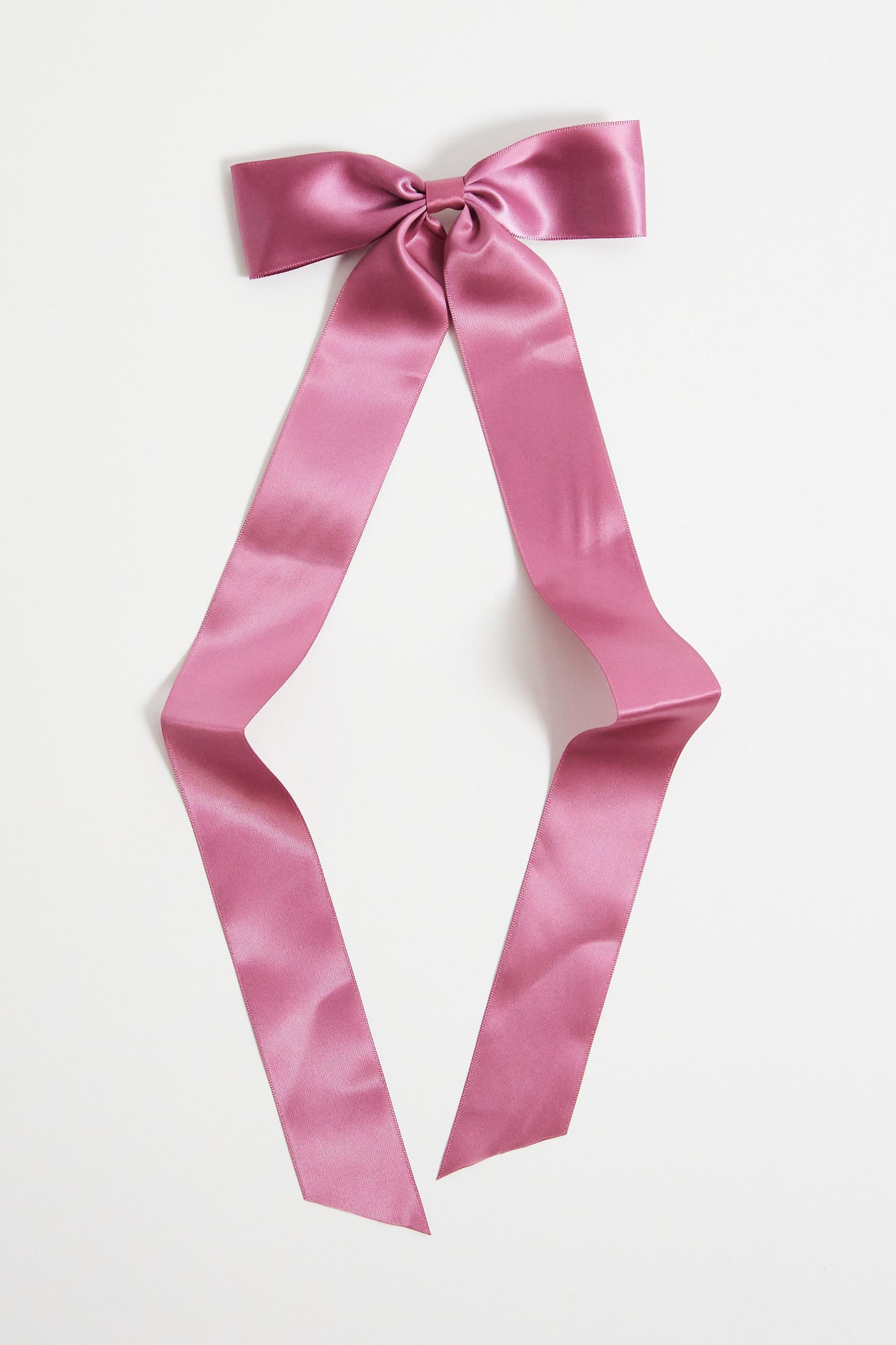 Pink UO Satin Bow Hair Clip, ROSE, large image number 2
