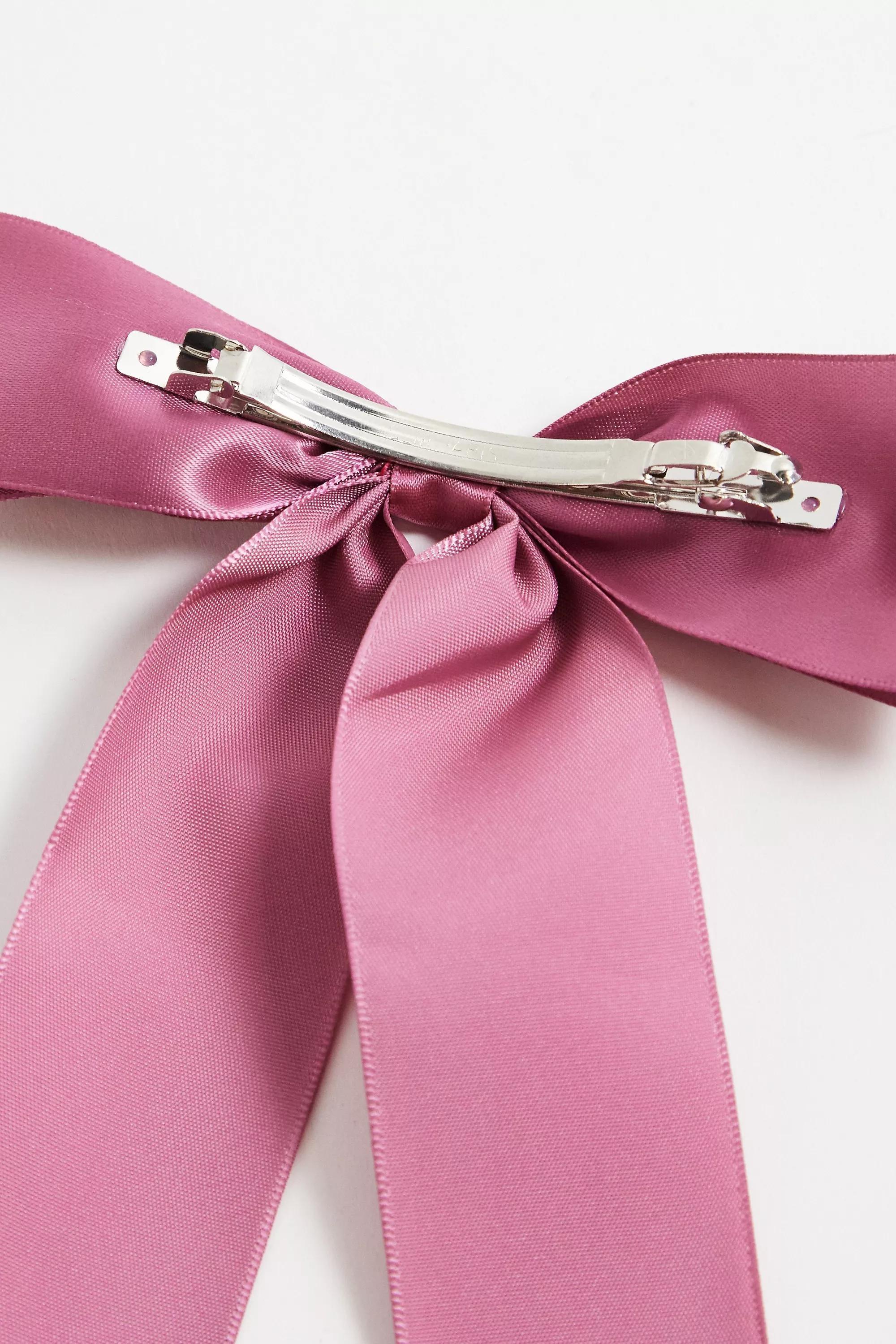 Pink UO Satin Bow Hair Clip, ROSE, large image number 3