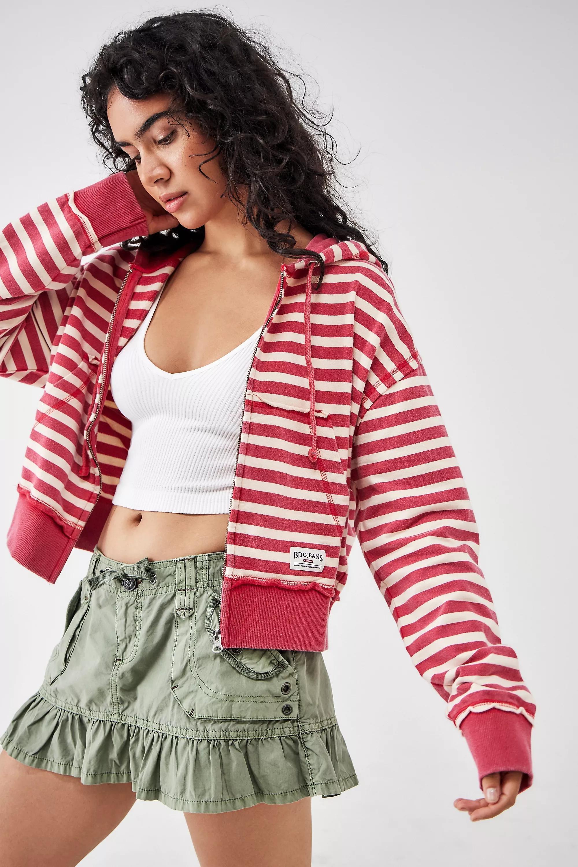 Red Bdg Striped Hoodie, , large image number 0