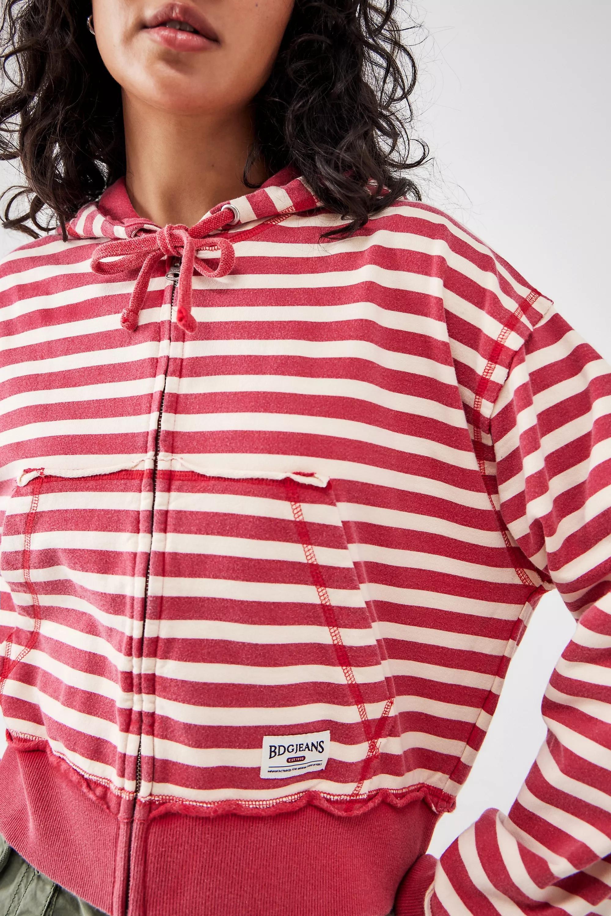Red Bdg Striped Hoodie, , large image number 1