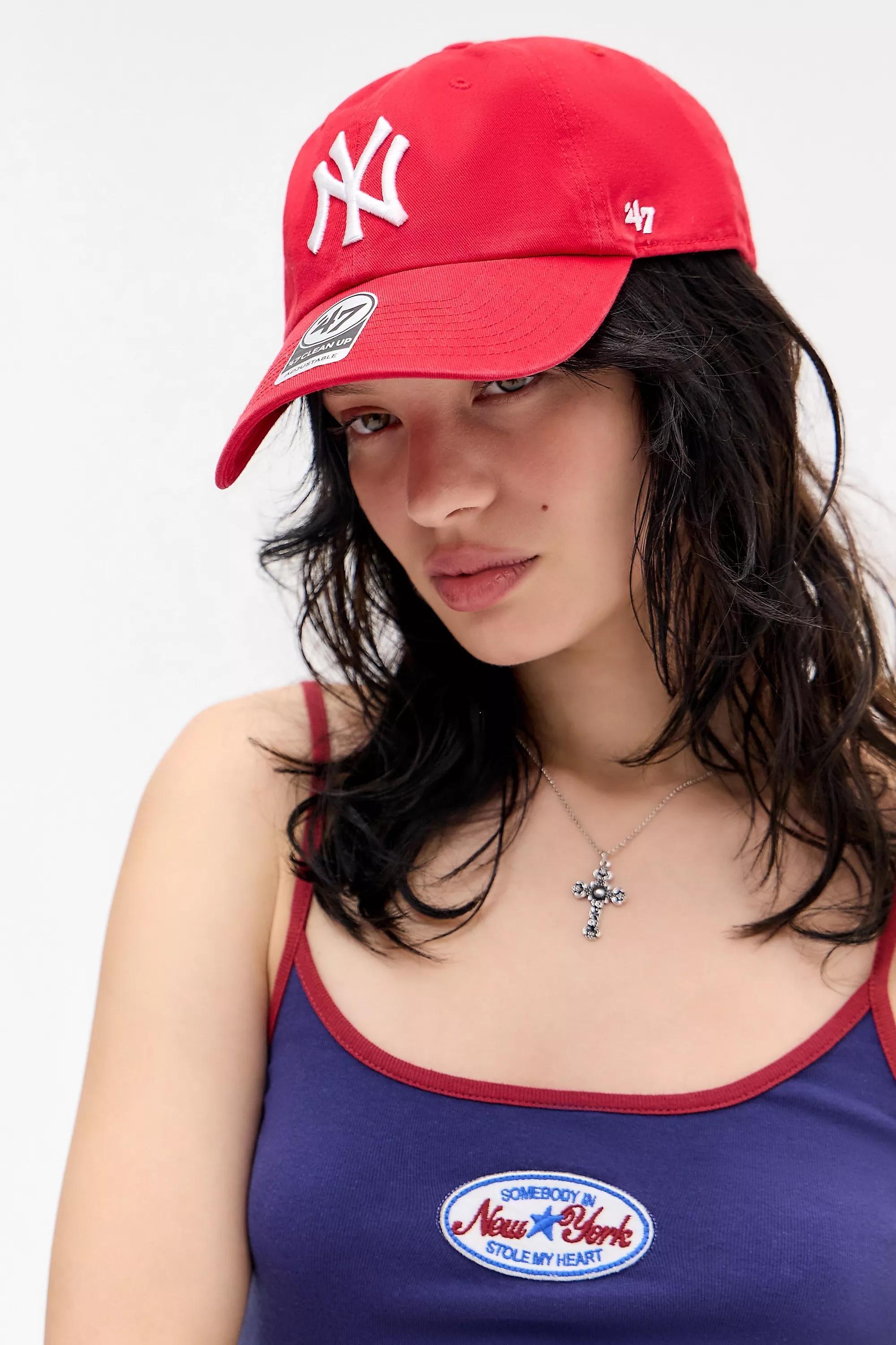 Red 47 Brand Ny Yankees Clean Up Cap, DK RED, large image number 0