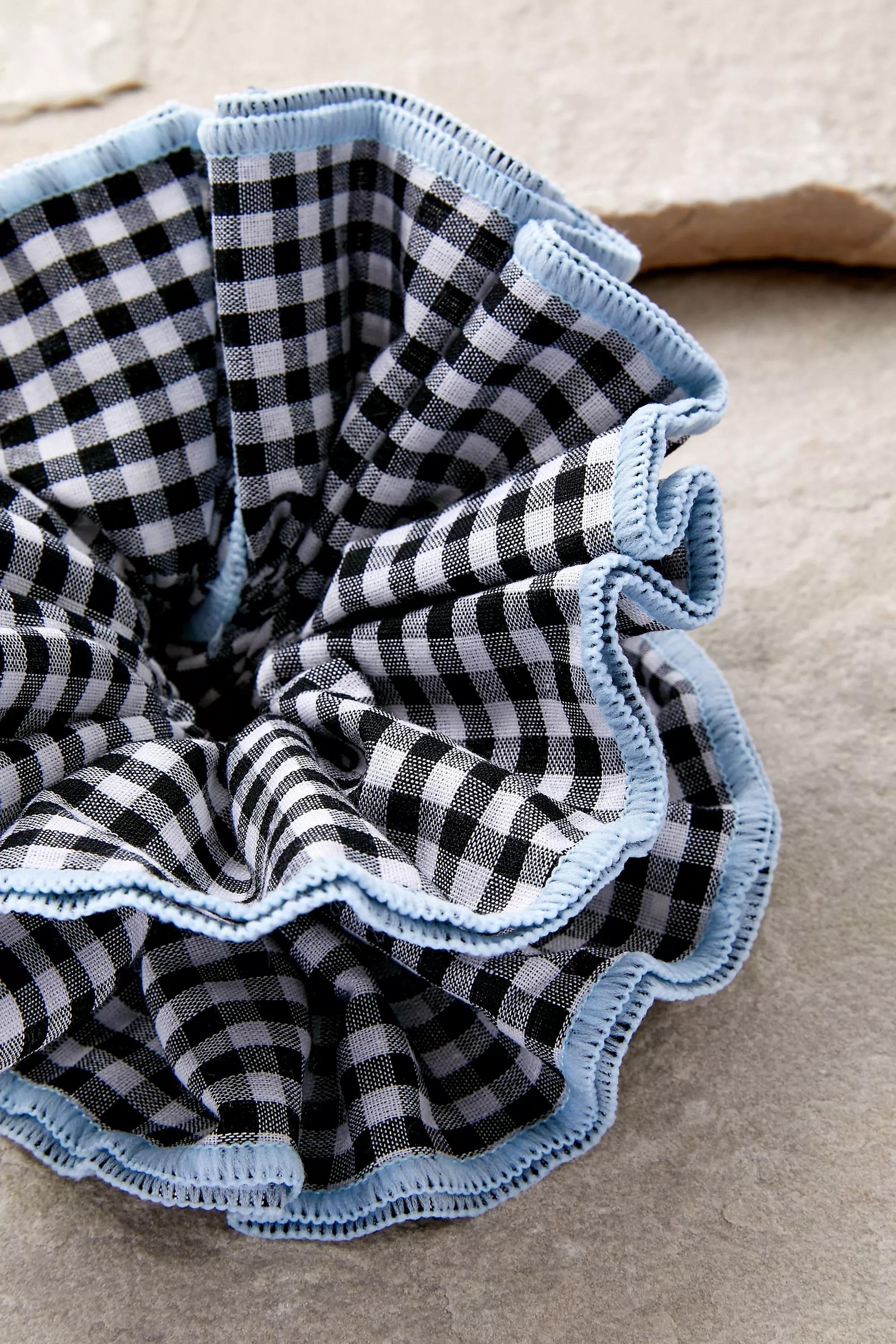 Black Oversized Gingham Scrunchie, BLK, large image number 2
