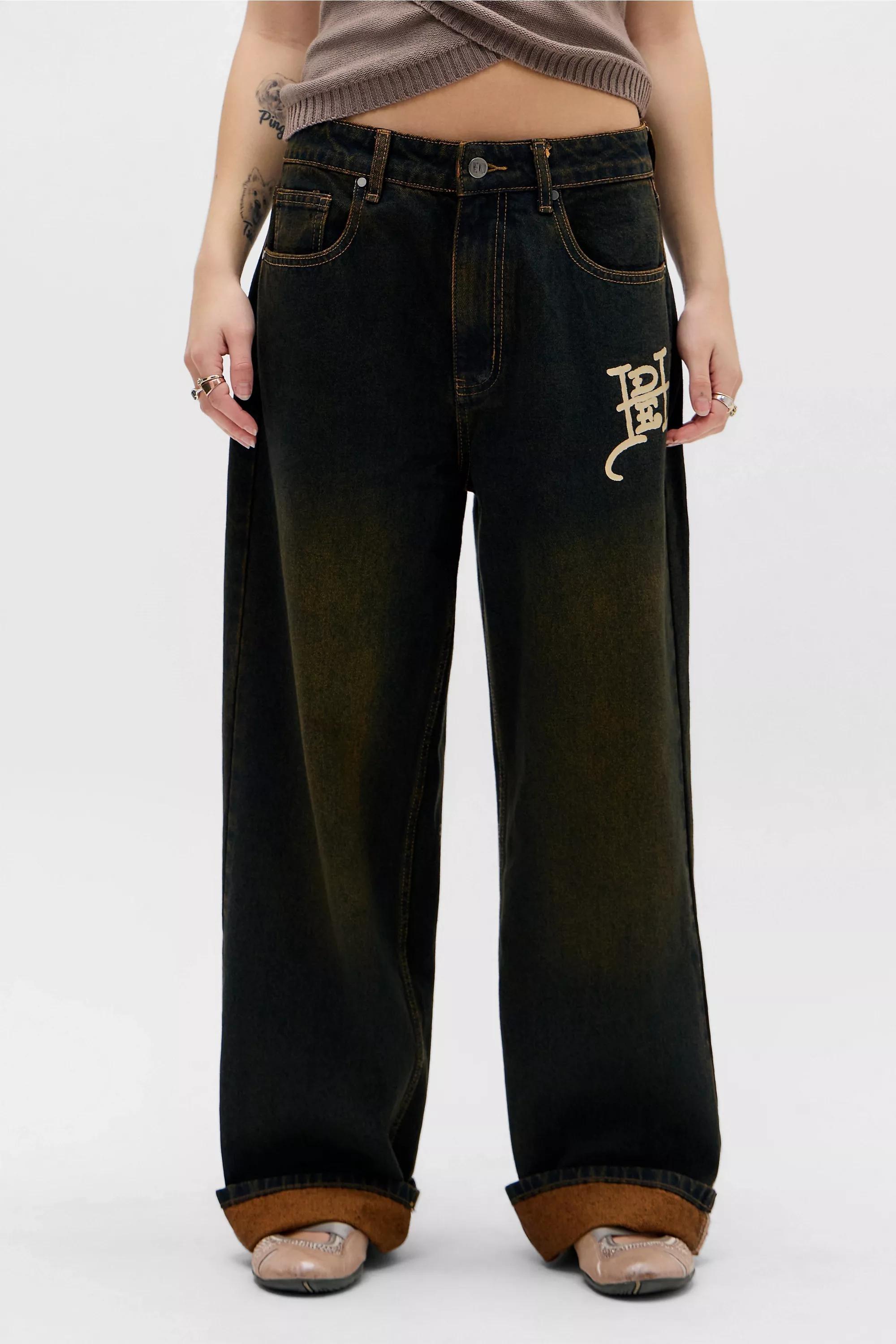 Brown Exclusive Embroidered Dragon Jeans, BRN, large image number 1